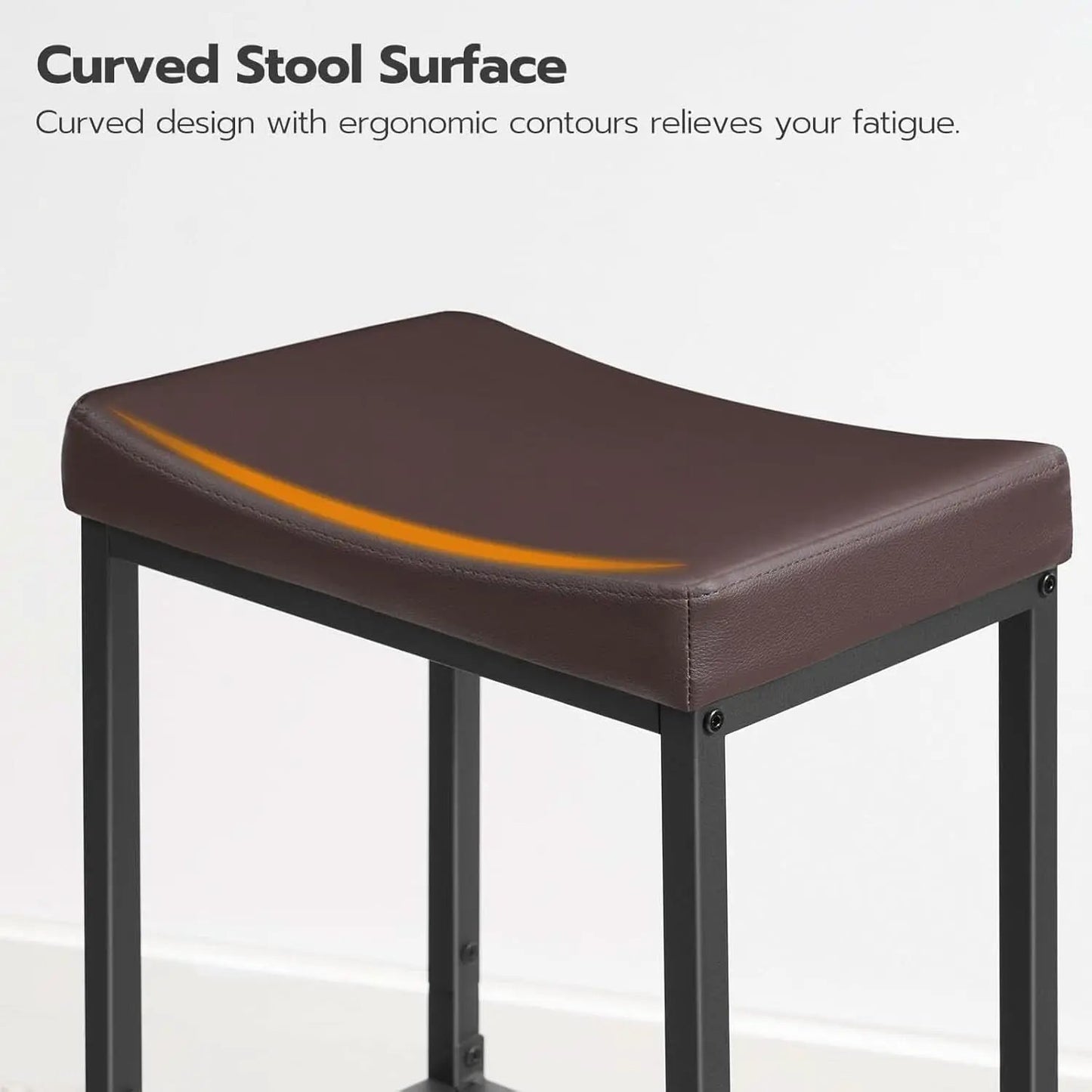 Saddle Bar Stools Set Of 2 Counter Height 24.8 Inches Brown And Black from PriceLows™