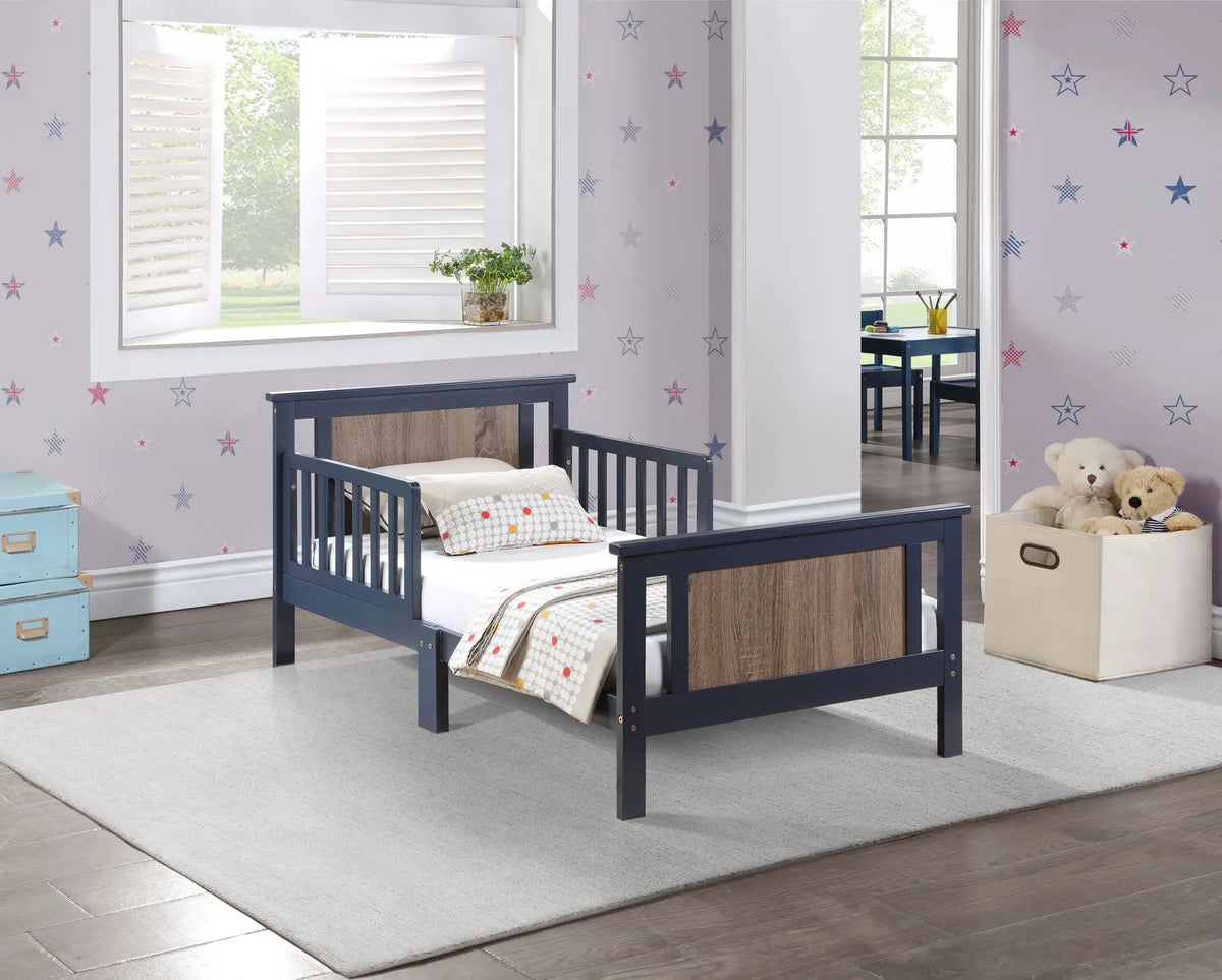 Connelly Reversible Panel Toddler Bed | Low Profile | Twin Bed Style | 53.75 Inch Length