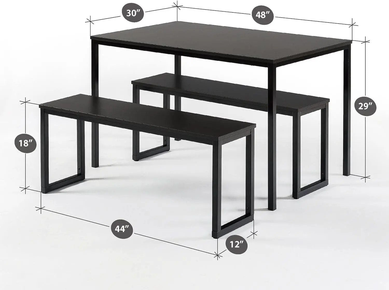 Espresso Textured Metal Frame Dining Table Benches from PriceLows™
