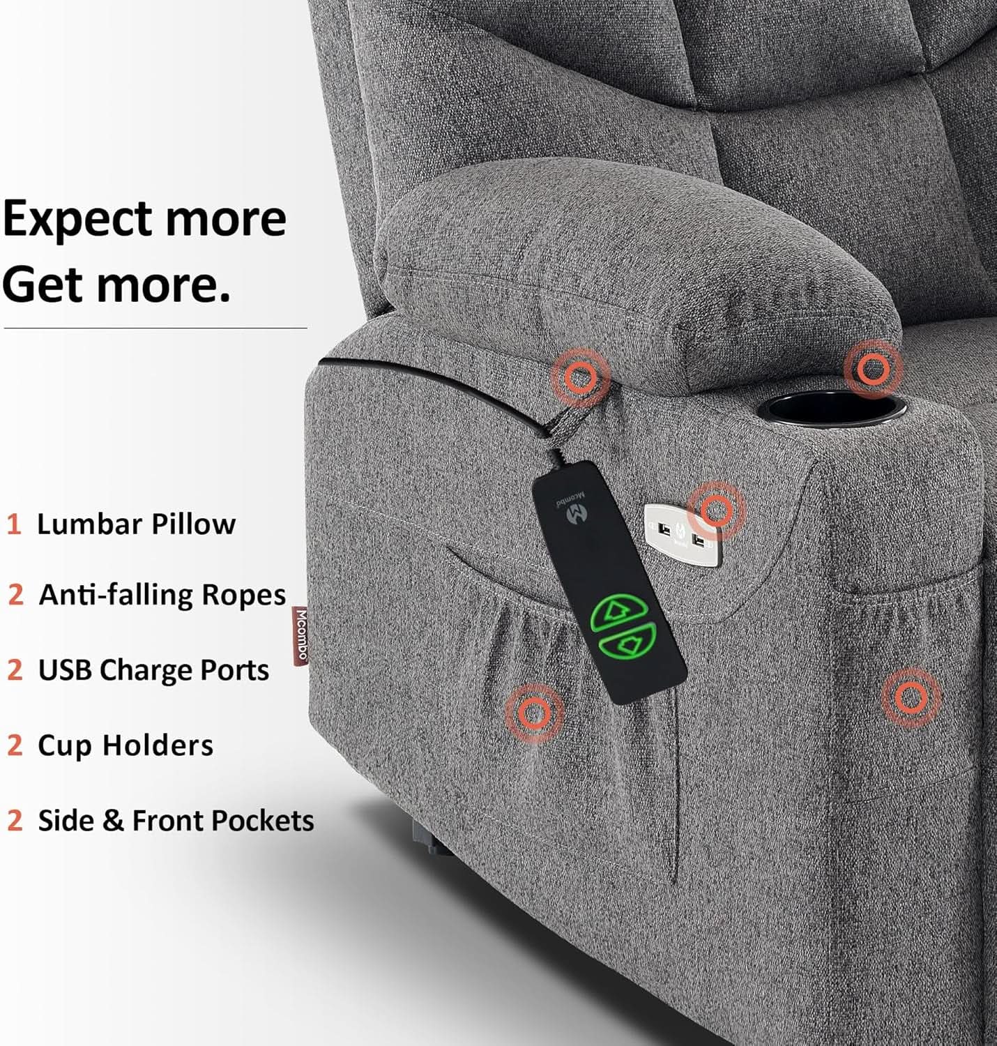 Power Lift Recliner Chair Dark Gray With Extended Footrest from PriceLows™