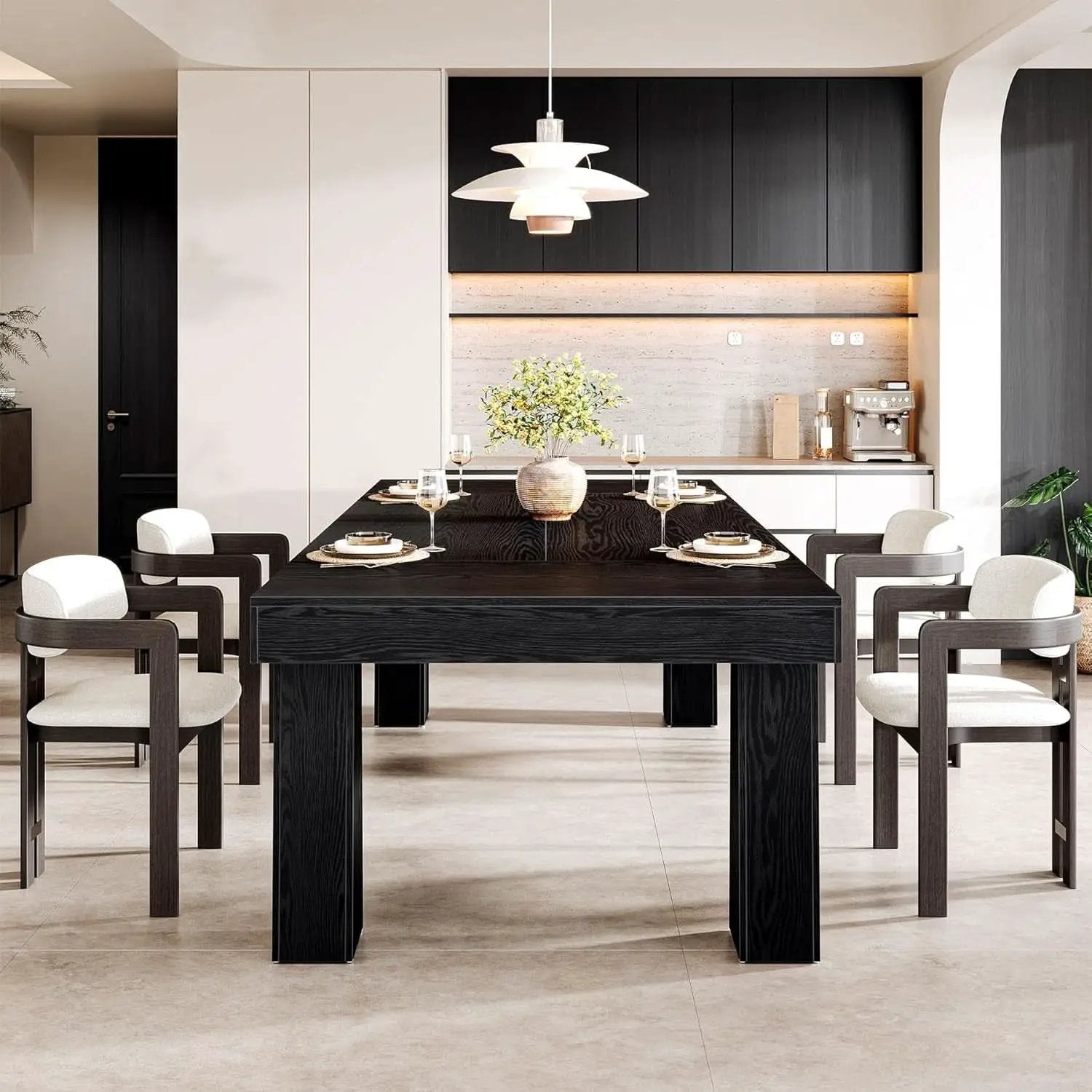63 Inch Black Rectangular Dining Table With Heavy Duty Legs from PriceLows™