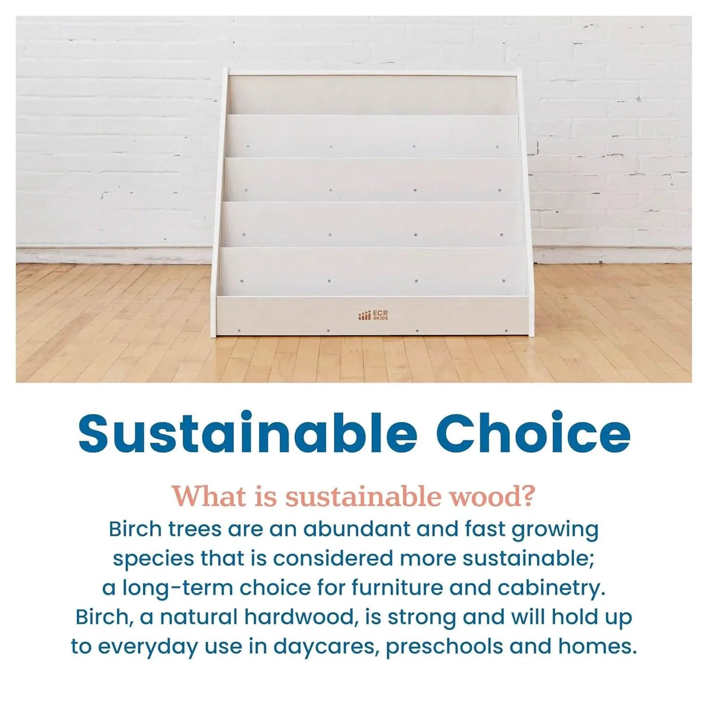 Single Sided Book Display Classroom Bookshelf White Wash from PriceLows™