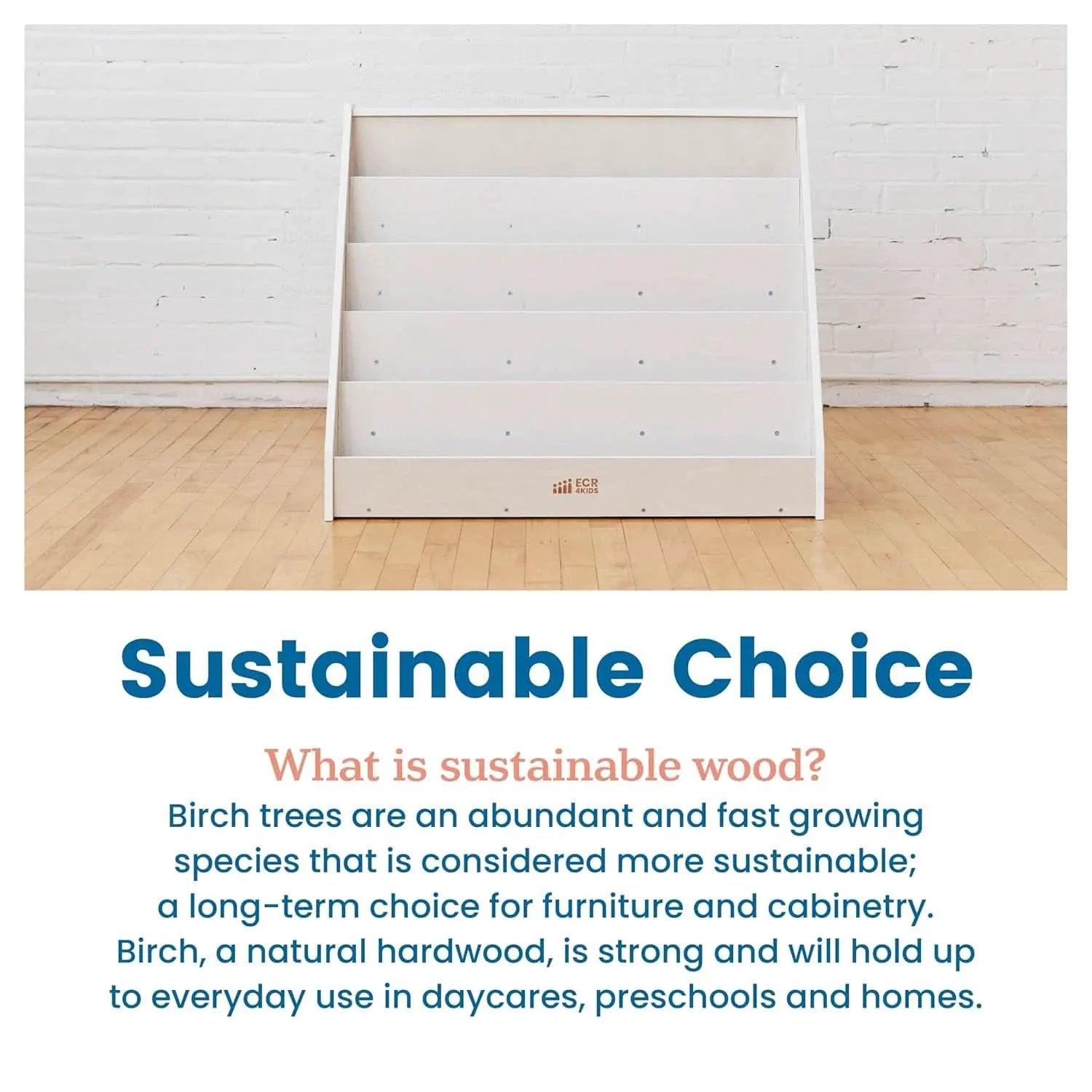 Single Sided Book Display Classroom Bookshelf White Wash from PriceLows™