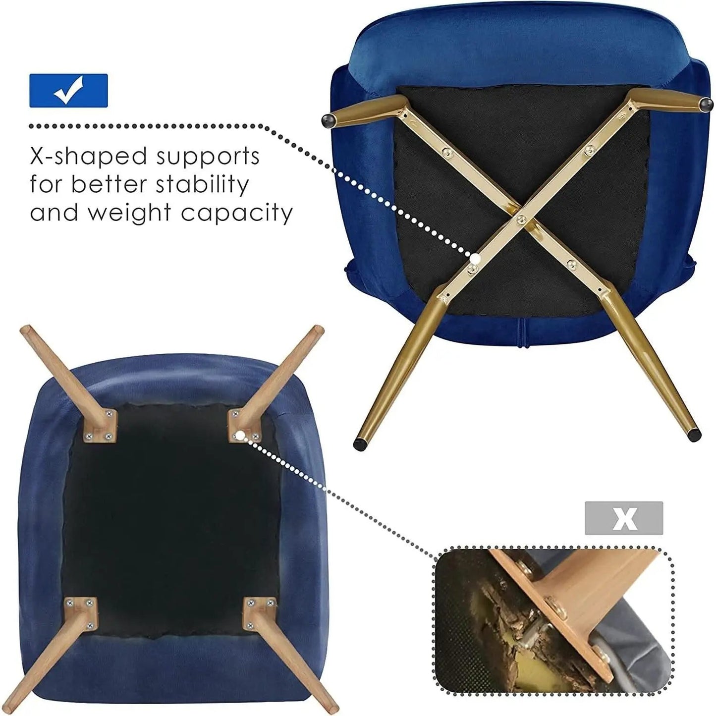 Blue Velvet Wingback Chair With Metal Legs For Living Room from PriceLows™