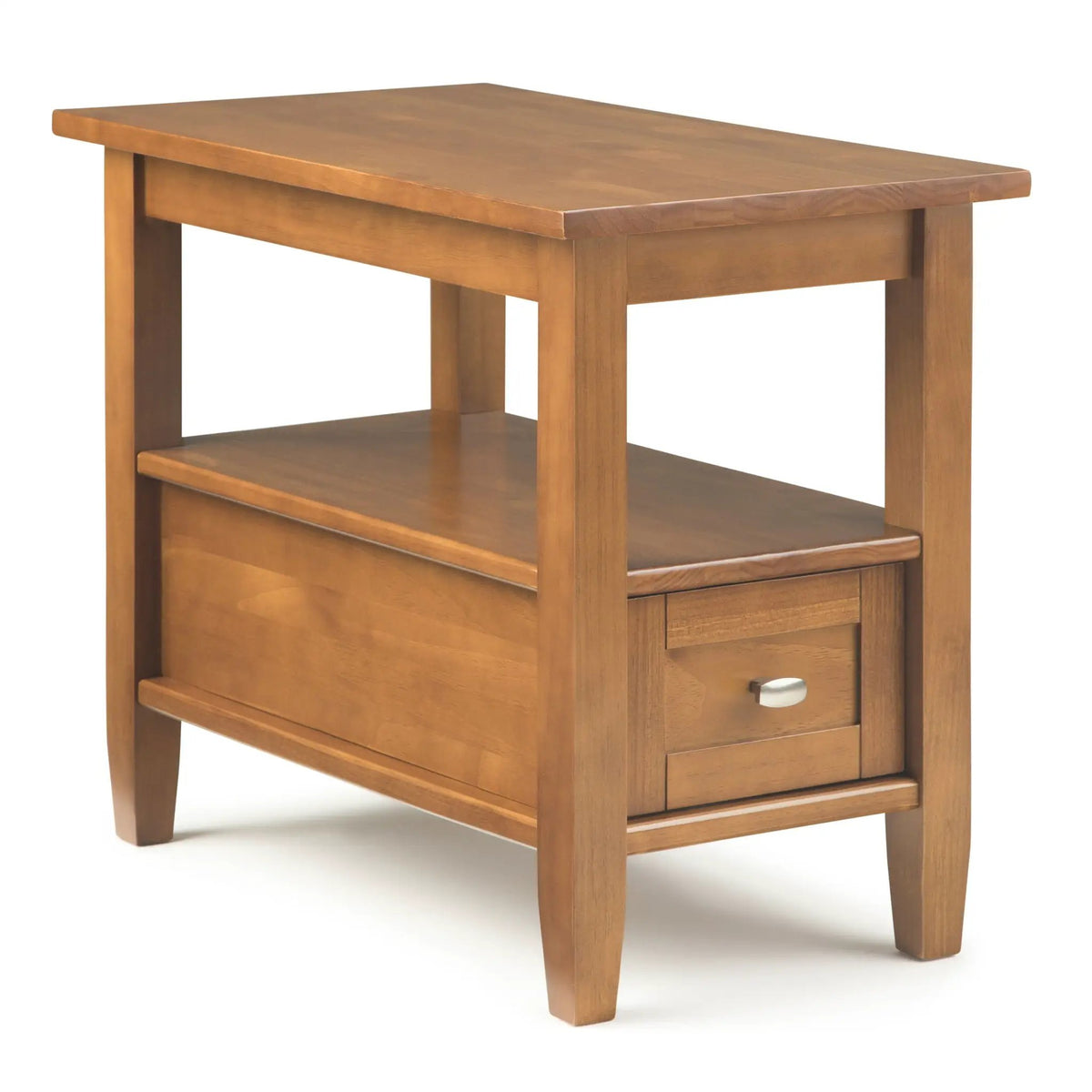 Warm Shaker Solid Wood Table | Bottom Drawer | Open Shelf Storage