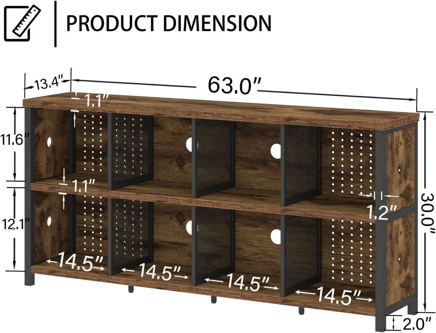 Rustic Brown 63 Inch Bookshelf Cube Storage Five In One from PriceLows™