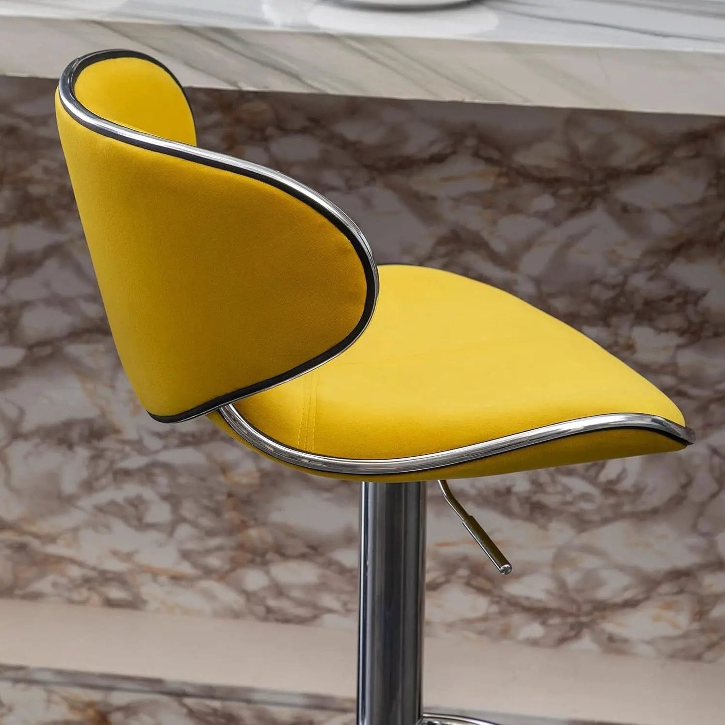 Masaccio Velvet Adjustable Swivel Bar Stool Set Of 2 Yellow from PriceLows™