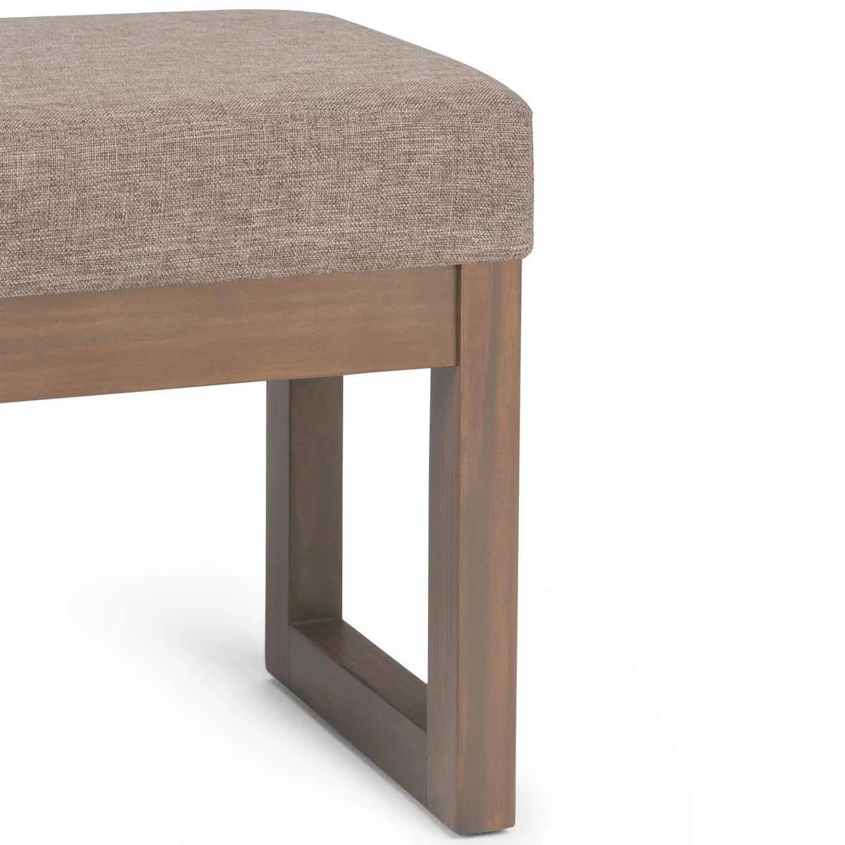 Milltown Upholstered Ottoman Bench | Driftwood Solid Wood Base | Versatile Design | 44.5 Inch Width