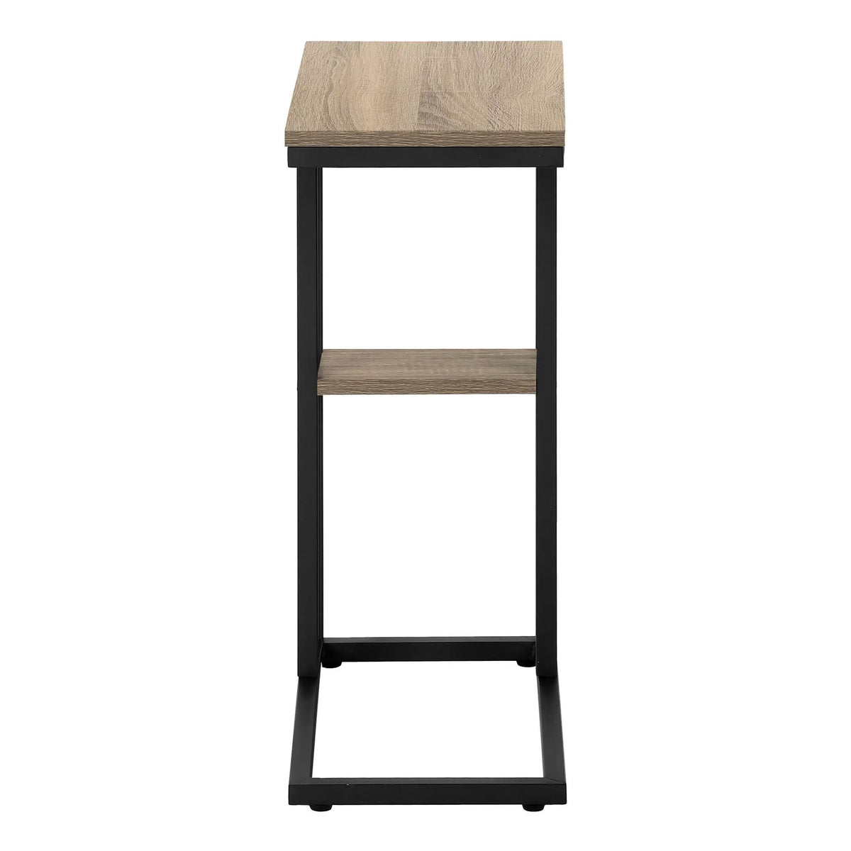 Marble Look C-Shaped Accent Table | Durable Metal Frame | Rectangular Tabletop | Portable Design