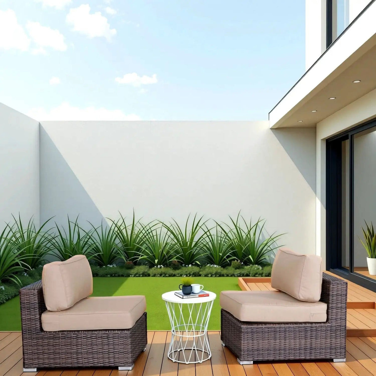 Wide Armless Outdoor Chairs With Cushions (Set of 2) | 2 Pieces | Fabric | Dining Room