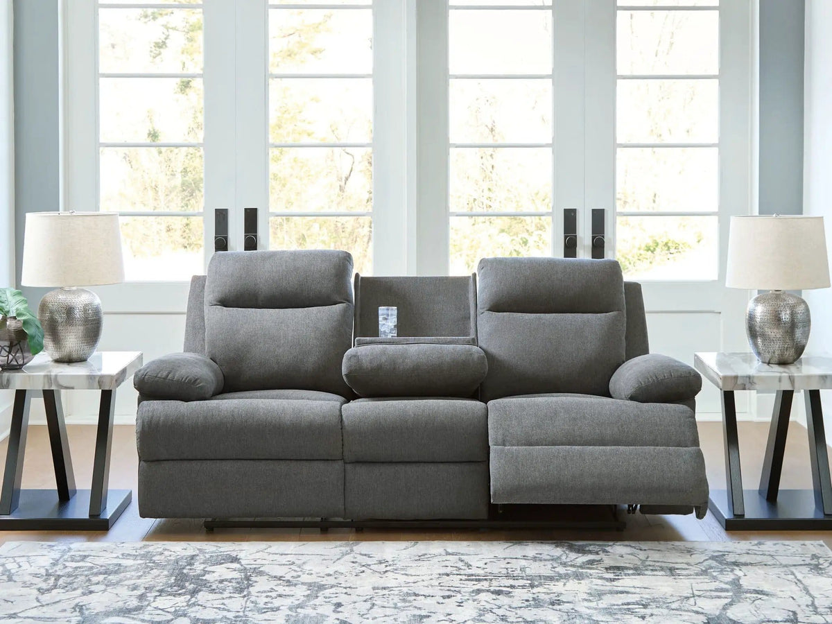 Side-Swipe Reclining Sofa With Drop Down Table | 2 Pieces | Living Room Furniture | Living Room