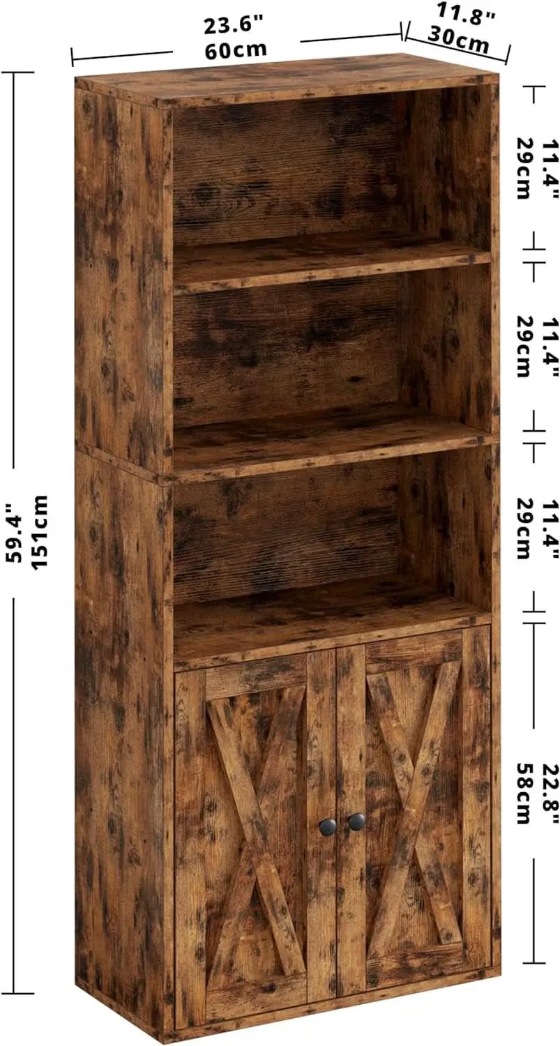 Industrial Bookshelves With Doors 5 Shelf Floor Standing from PriceLows™
