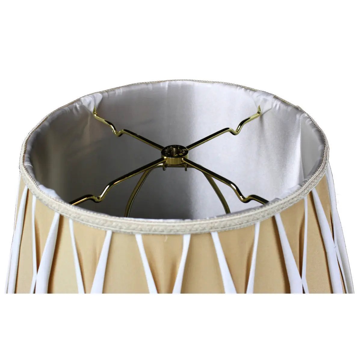 Lampshade | 16X11 Inches | Pinched Pleat | Beige And White