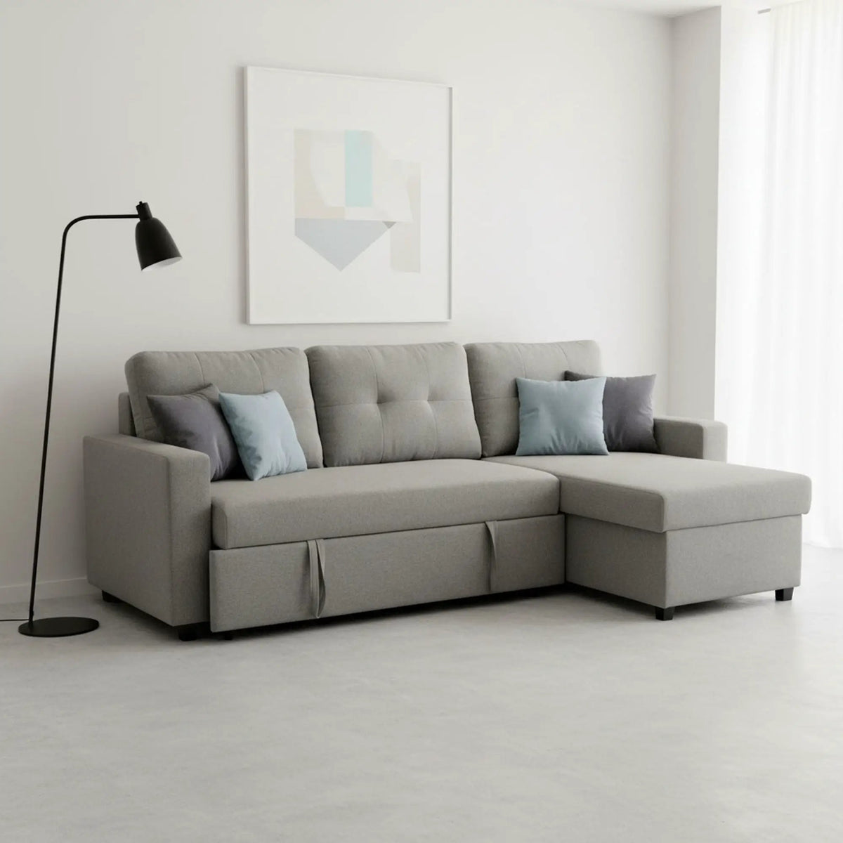 Convertible L Shaped Sectional Sleeper Sofa | Pull Out Bed | 2-in-1 Design | Space-Saving
