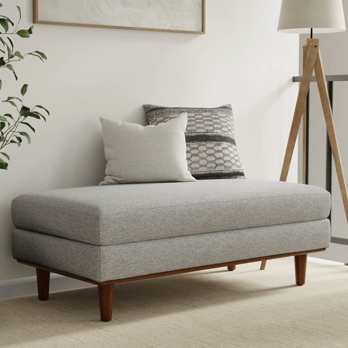 Morrison Handcrafted Ottoman | Mid-Century Modern Styling | Corner-Blocked Frame | 33 Inch Width