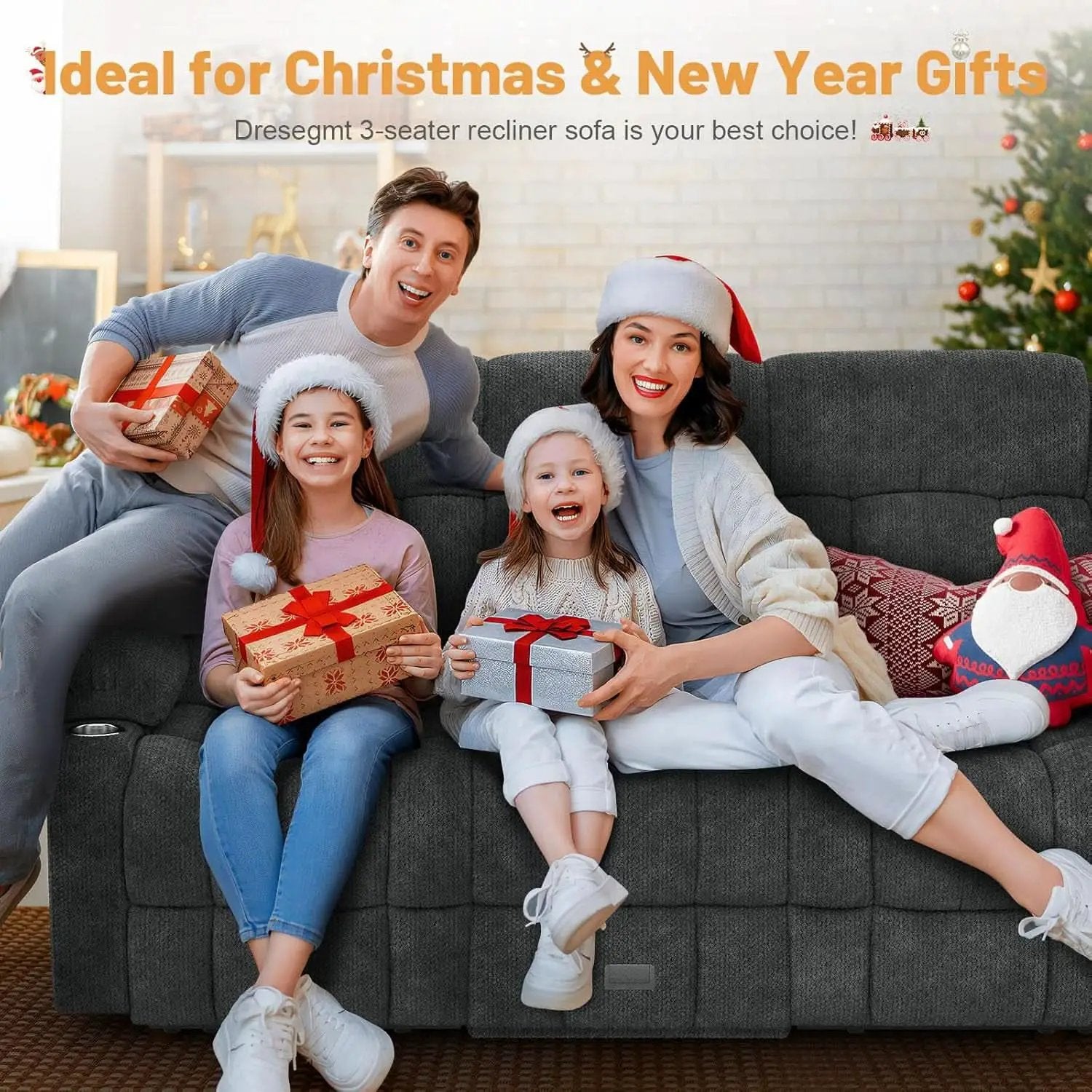 Gray Loveseat Recliner Sofa With Flip Middle Backrest from PriceLows™