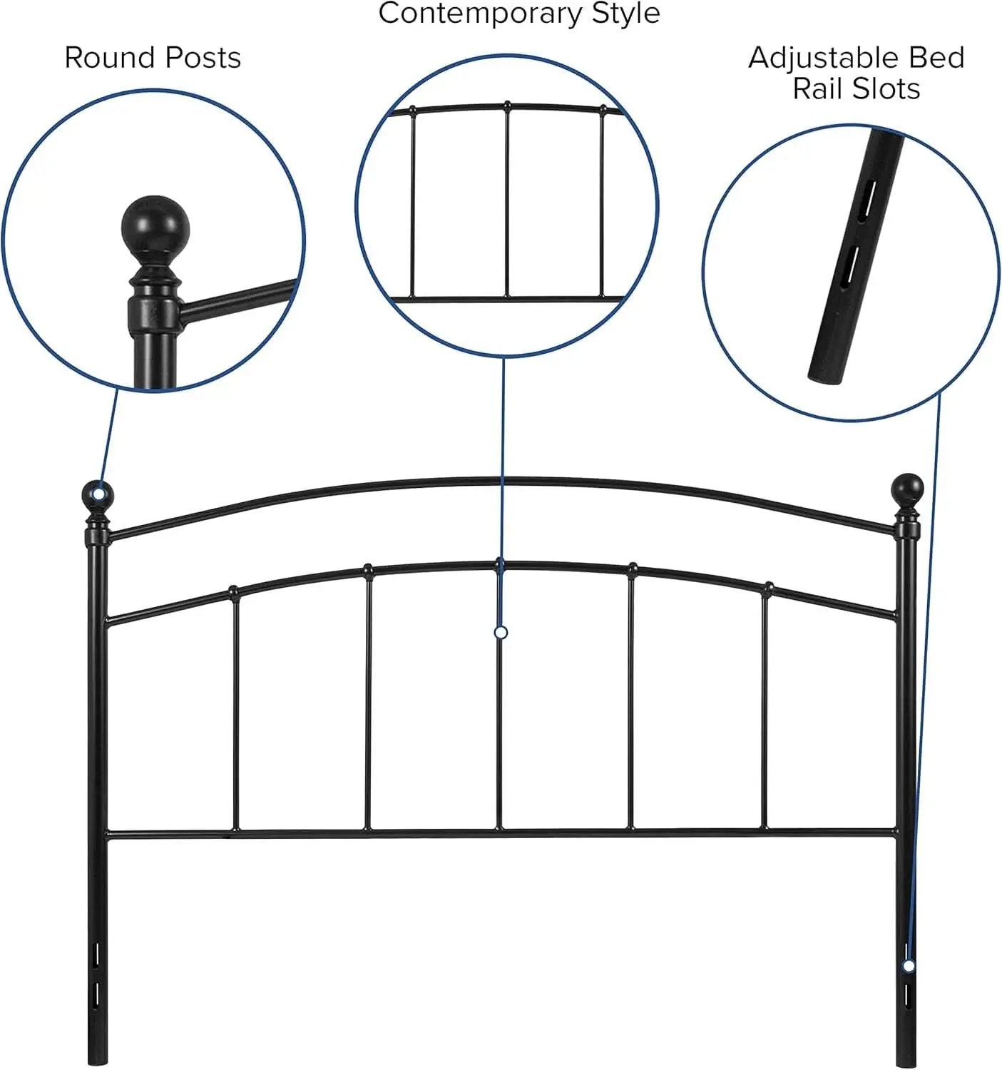 Contemporary Black Metal Queen Size Headboard with Support from PriceLows™