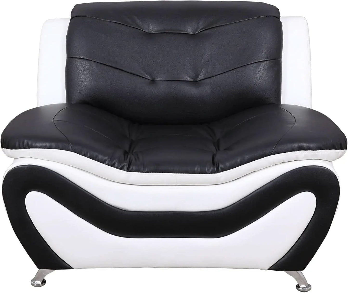 3 Piece Aldo Modern Faux Leather Sofa Set Black And White With Sofa Loveseat And Chair from PriceLows™