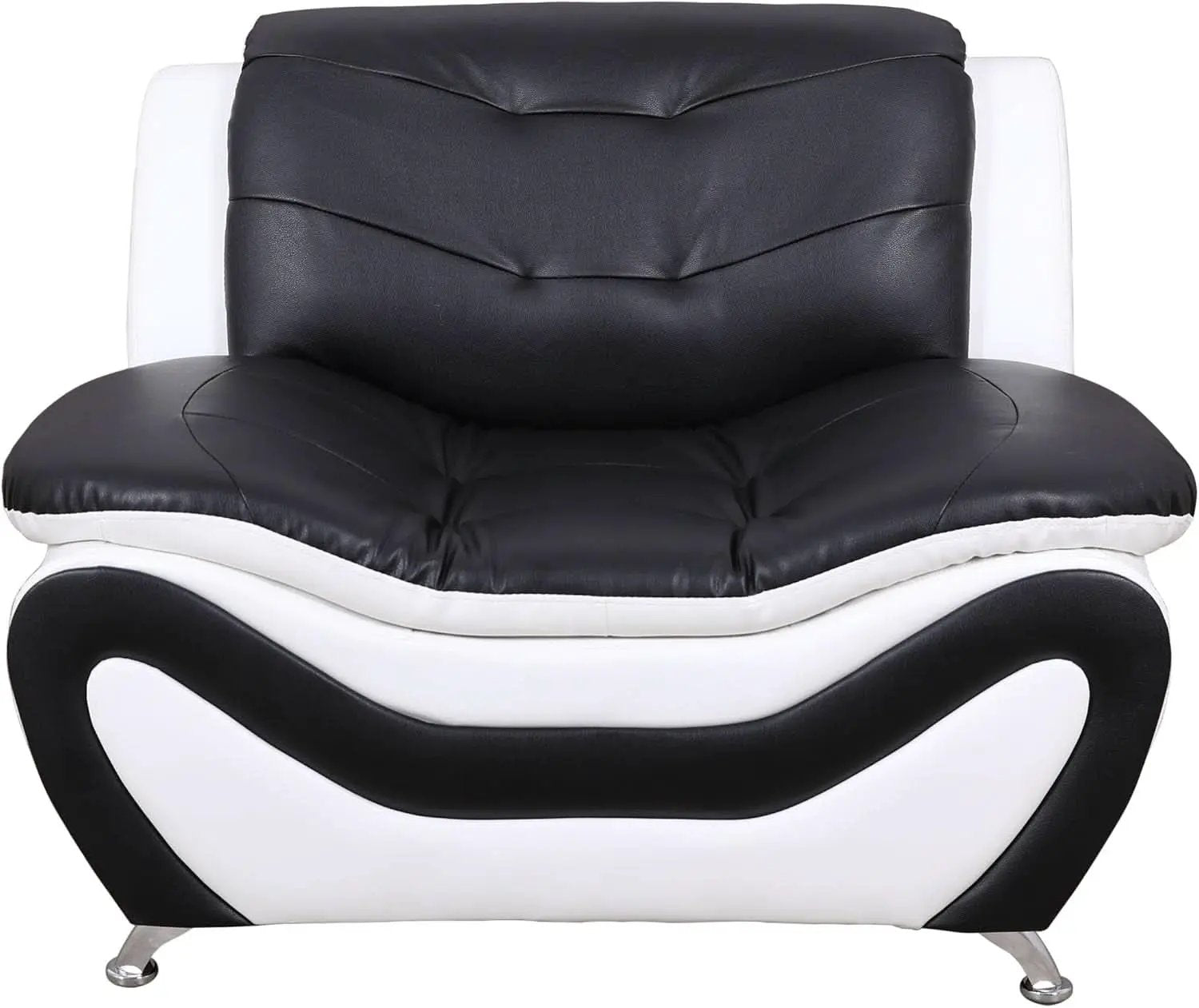 3 Piece Aldo Modern Faux Leather Sofa Set Black And White With Sofa Loveseat And Chair from PriceLows™