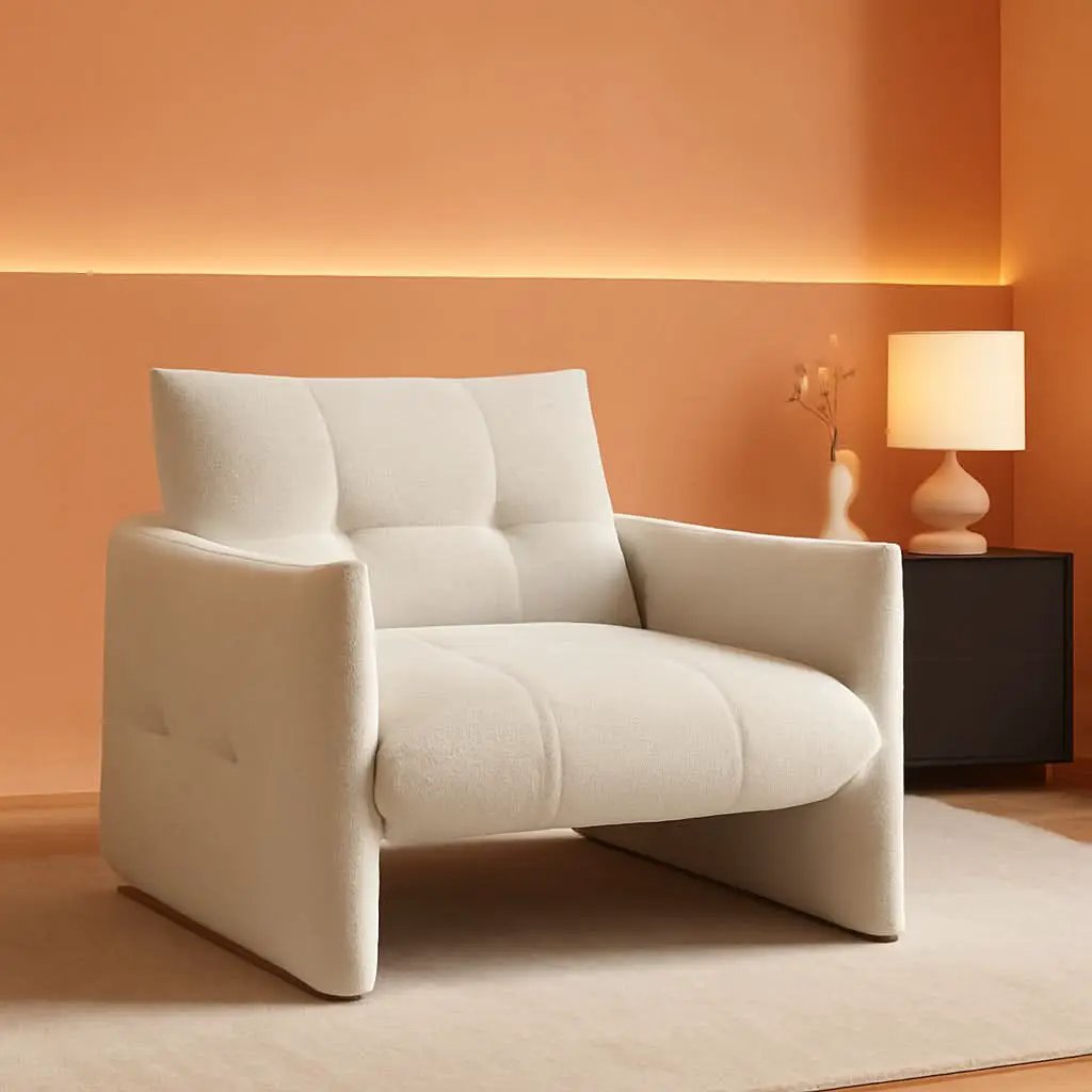 33.9 Inch Sherpa Fabric Upholstered Accent Armchair from PriceLows™