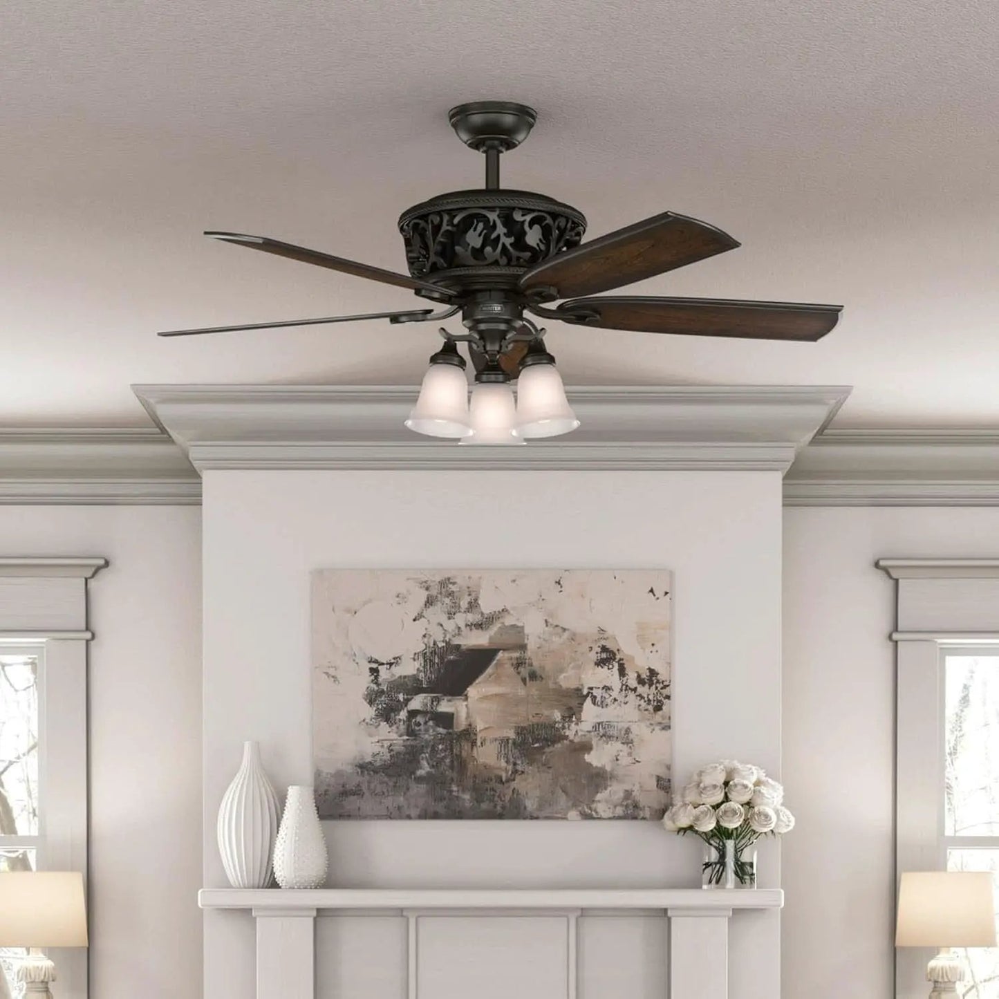 Promenade 54 Inch Indoor Ceiling Fan LED Lights Bronze Finish DC Motor Remote from PriceLows™