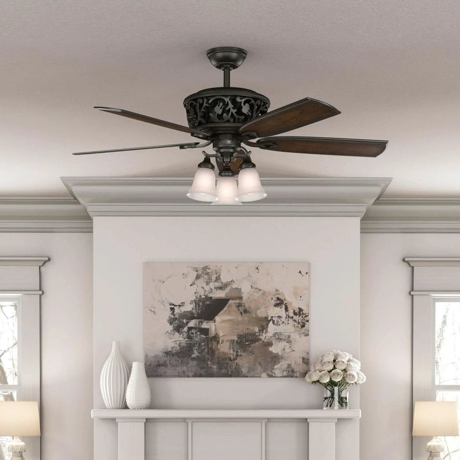 Promenade 54 Inch Indoor Ceiling Fan LED Lights Bronze Finish DC Motor Remote from PriceLows™