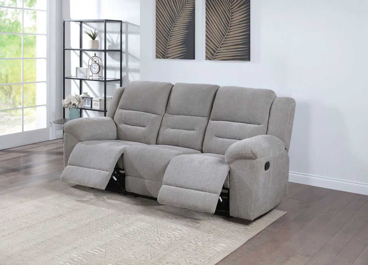 Gilson Chenille Upholstered Reclining Sofa | 89.75 x 40.5 x 41.75 in | Chenille | Grey