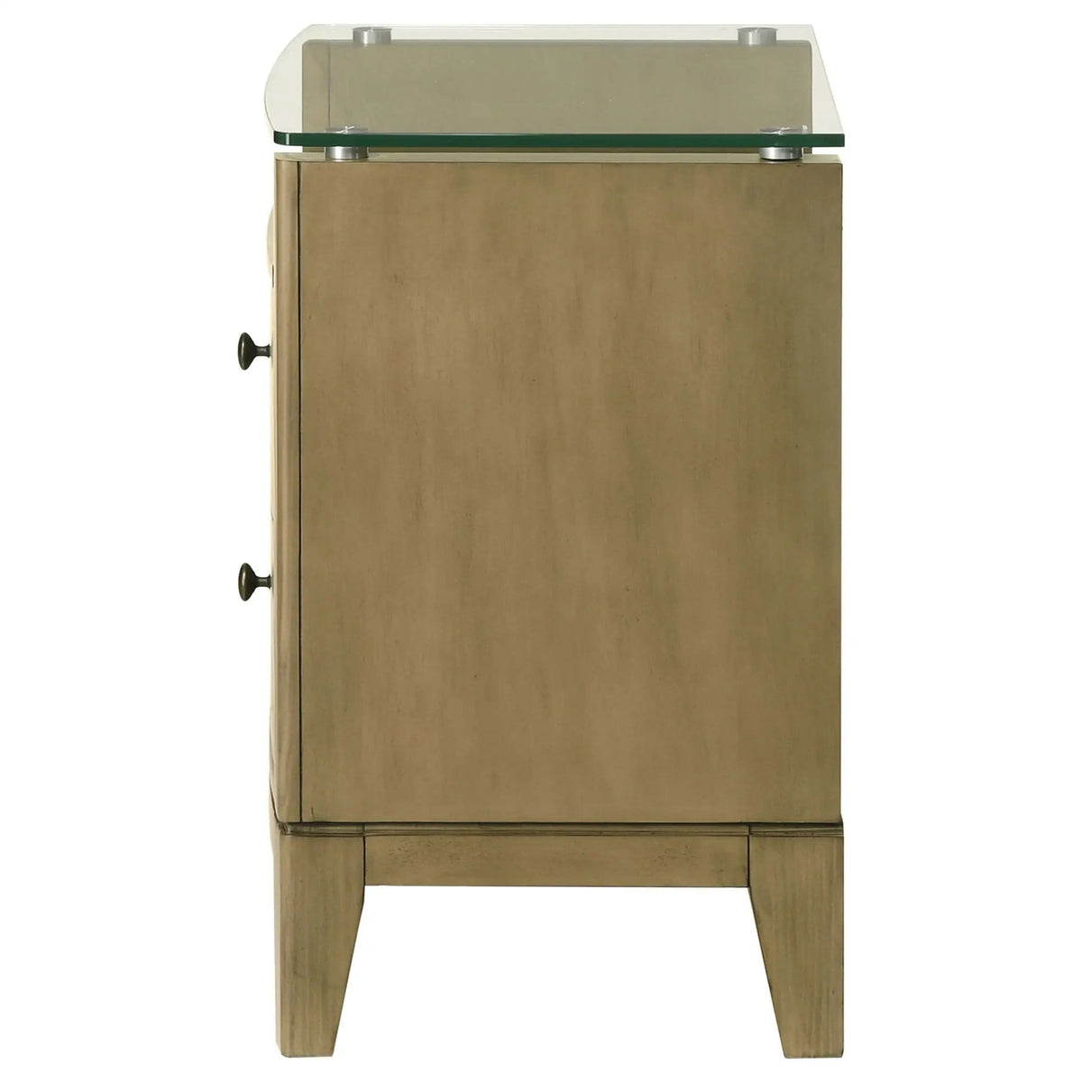 Granada 2-drawer Glass Top Nightstand Natural Pine | 25.5 x 16 x 25.5 in | Tempered Glass | Bedroom