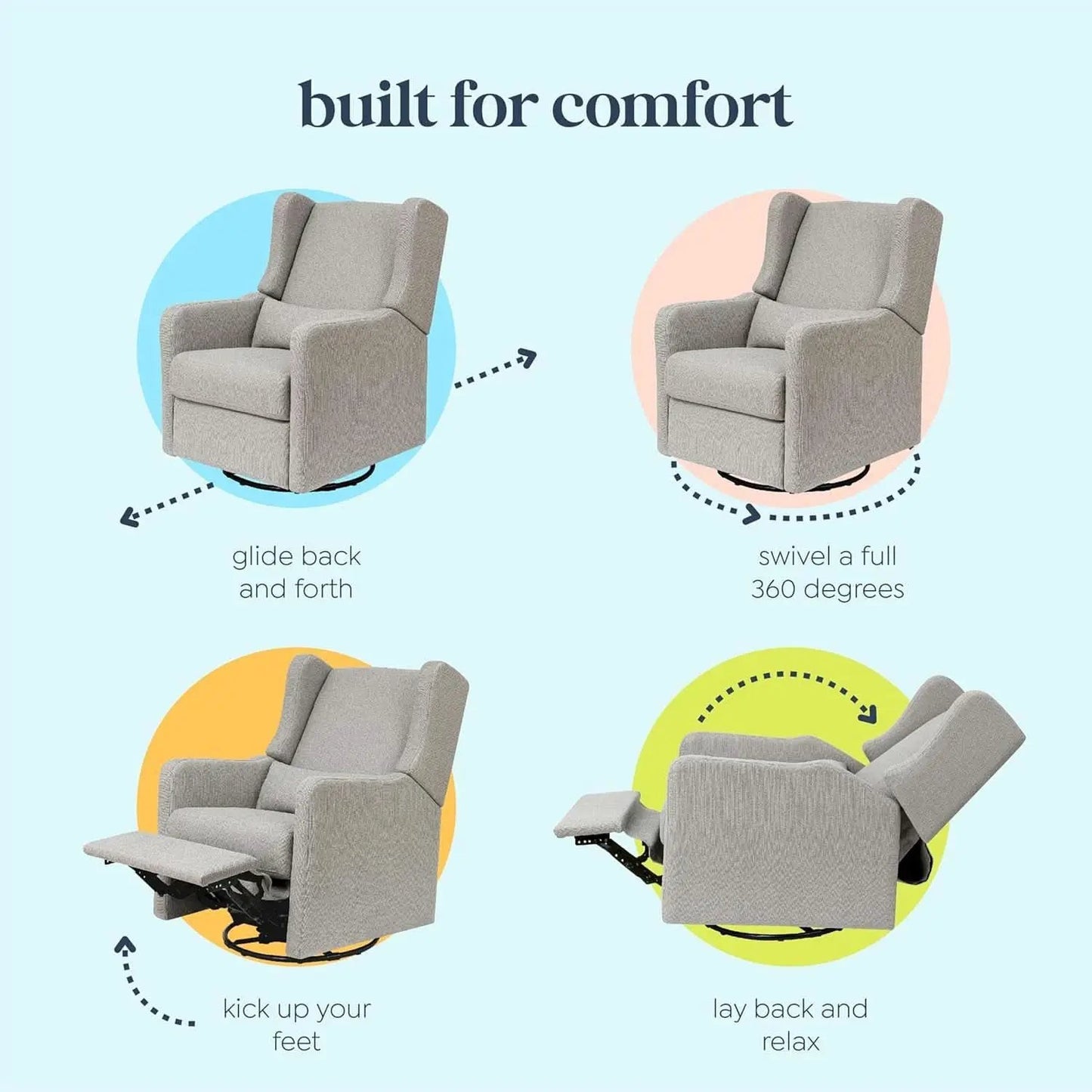 Carter's By Arlo Recliner Swivel Glider Water Repellent Performance Grey Linen from PriceLows™