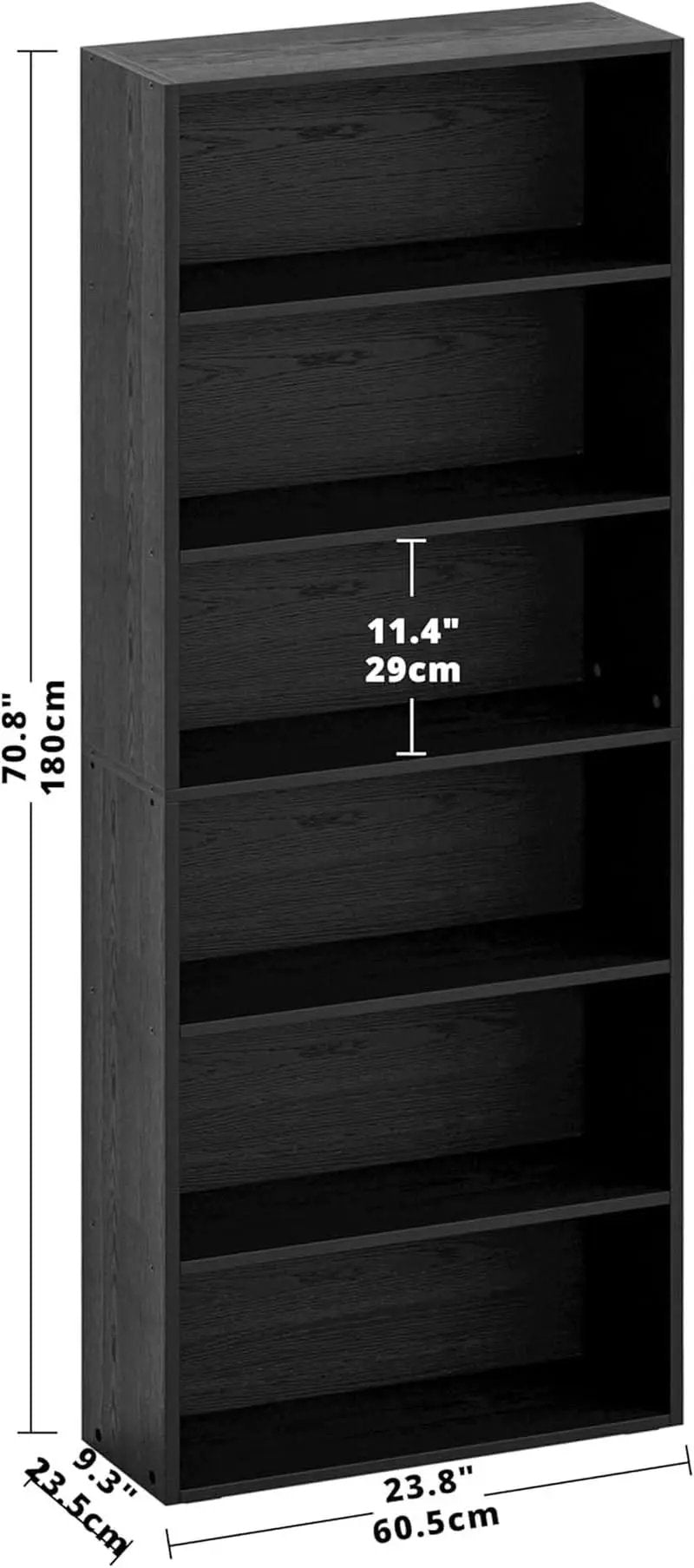 Floor Standing Walnut Finish Bookcase 6 Tier 70 Inches from PriceLows™