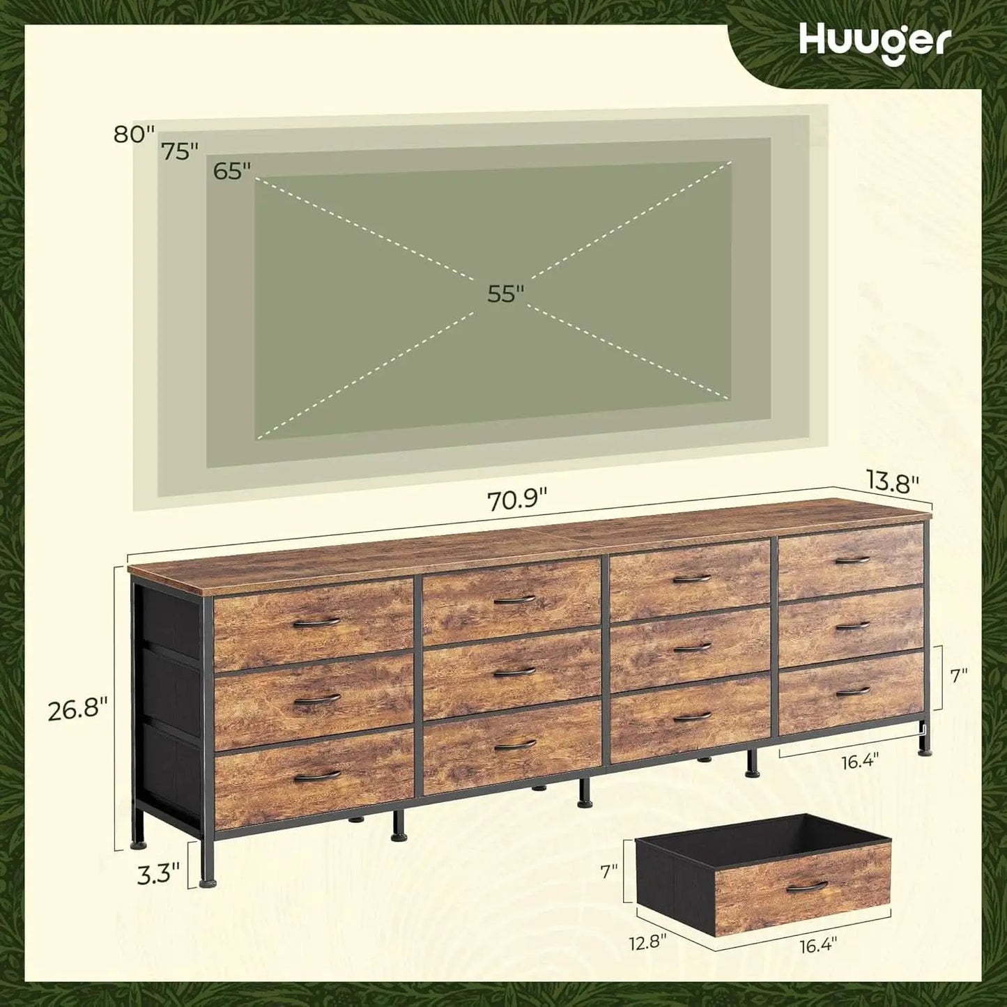 70 Inch Rustic Brown Dresser Entertainment Center TV Stand from PriceLows™