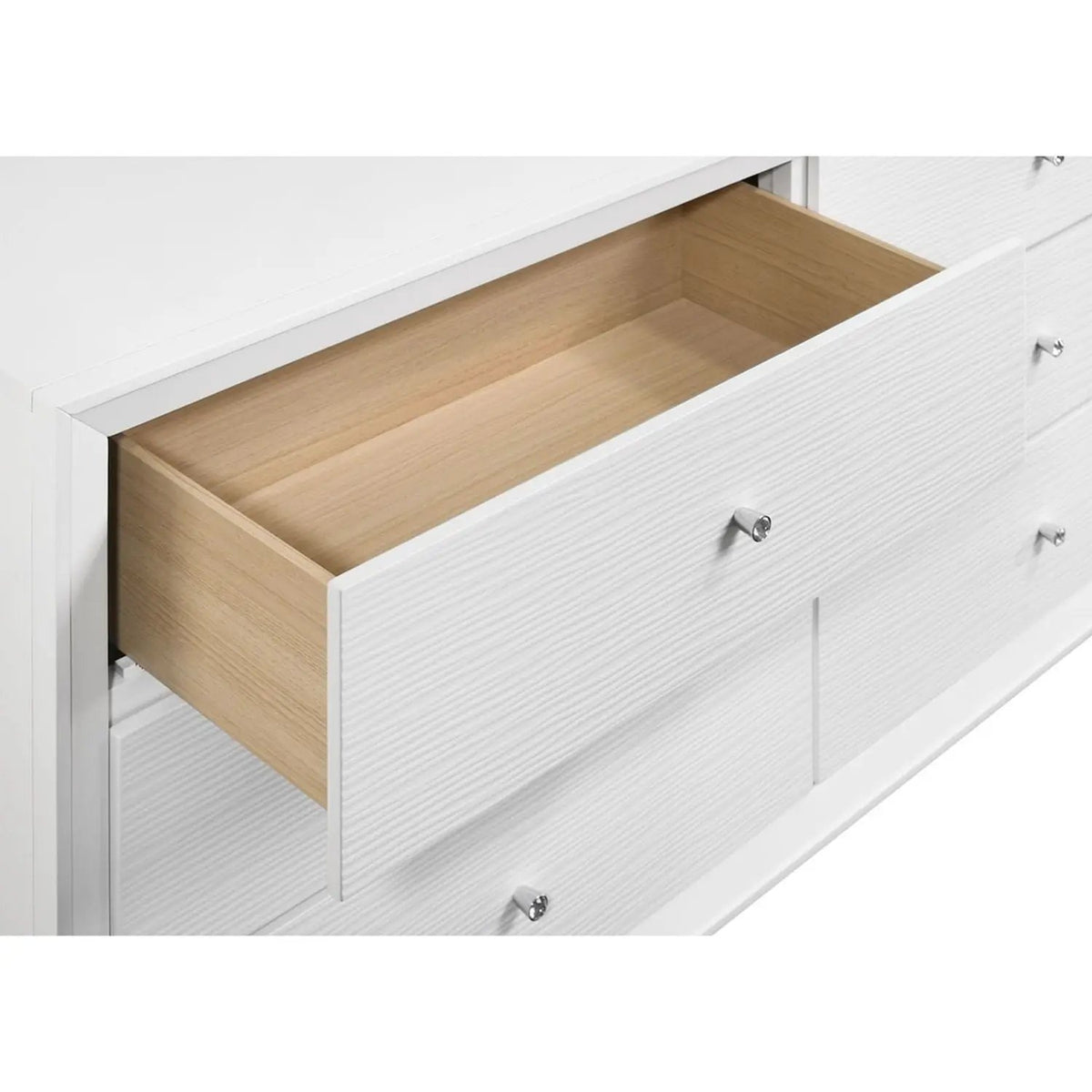 White Dresser With Mirror | Angled Legs | Round Knobs | 57.87 Inch Width