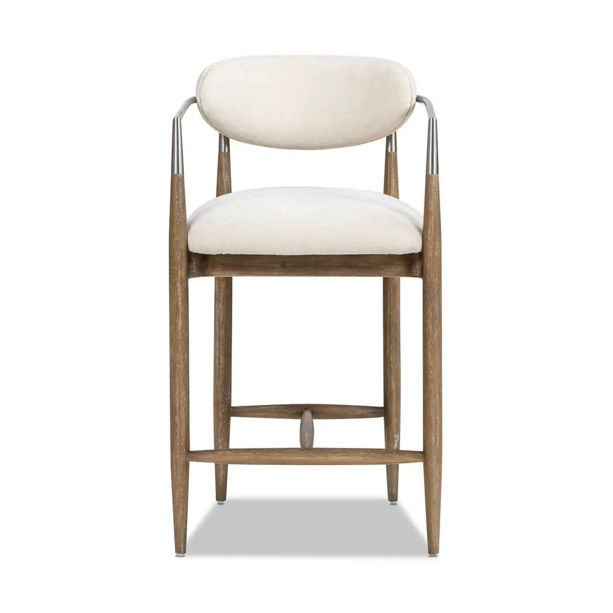 Artemis Mixed Material Upholstered Counter Stool Counter Height (24"-27") | 21 x 21 x 37 in | Rubberwood | Warm White