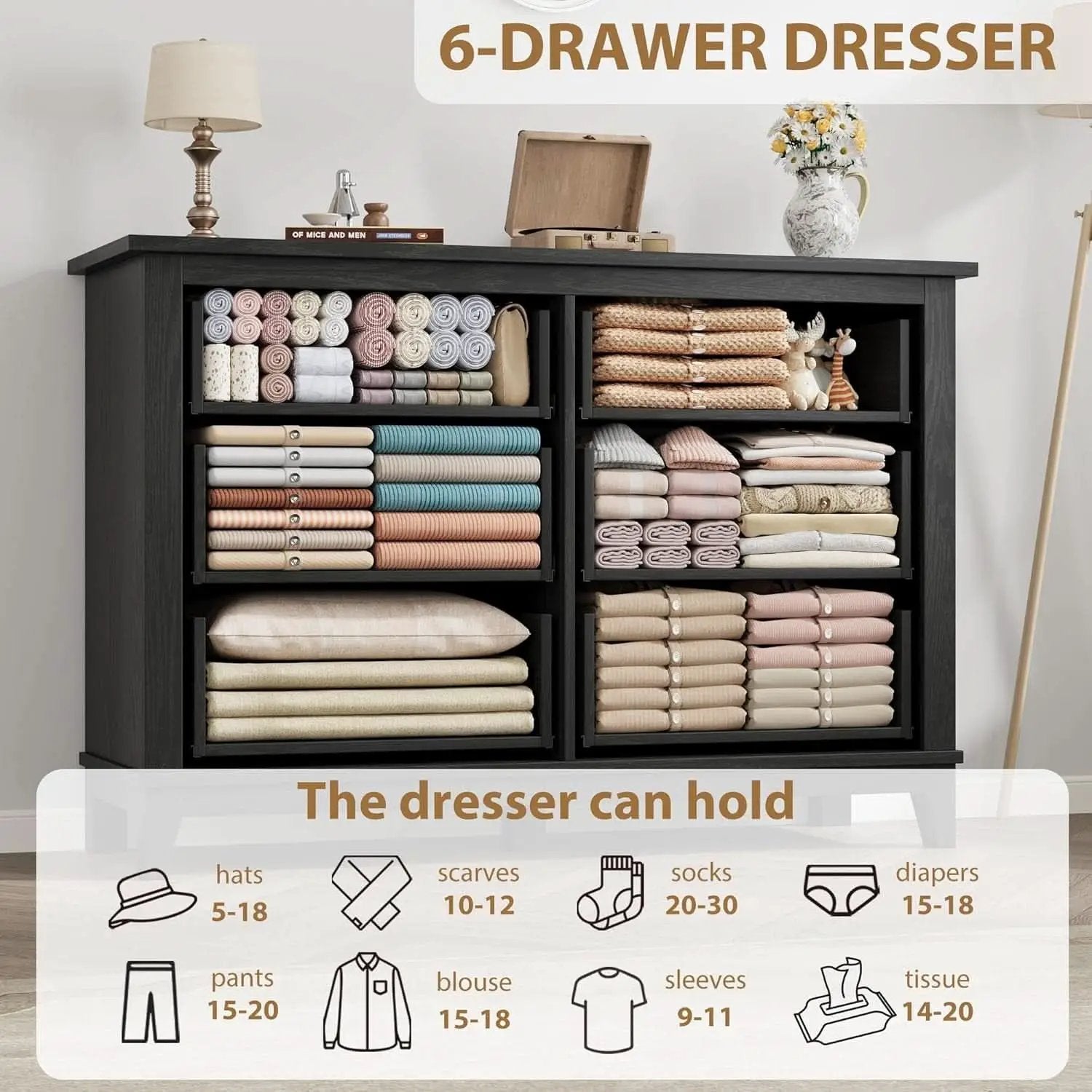 Forty Seven Inches Freestanding Dresser Drawers Deluxe from PriceLows™