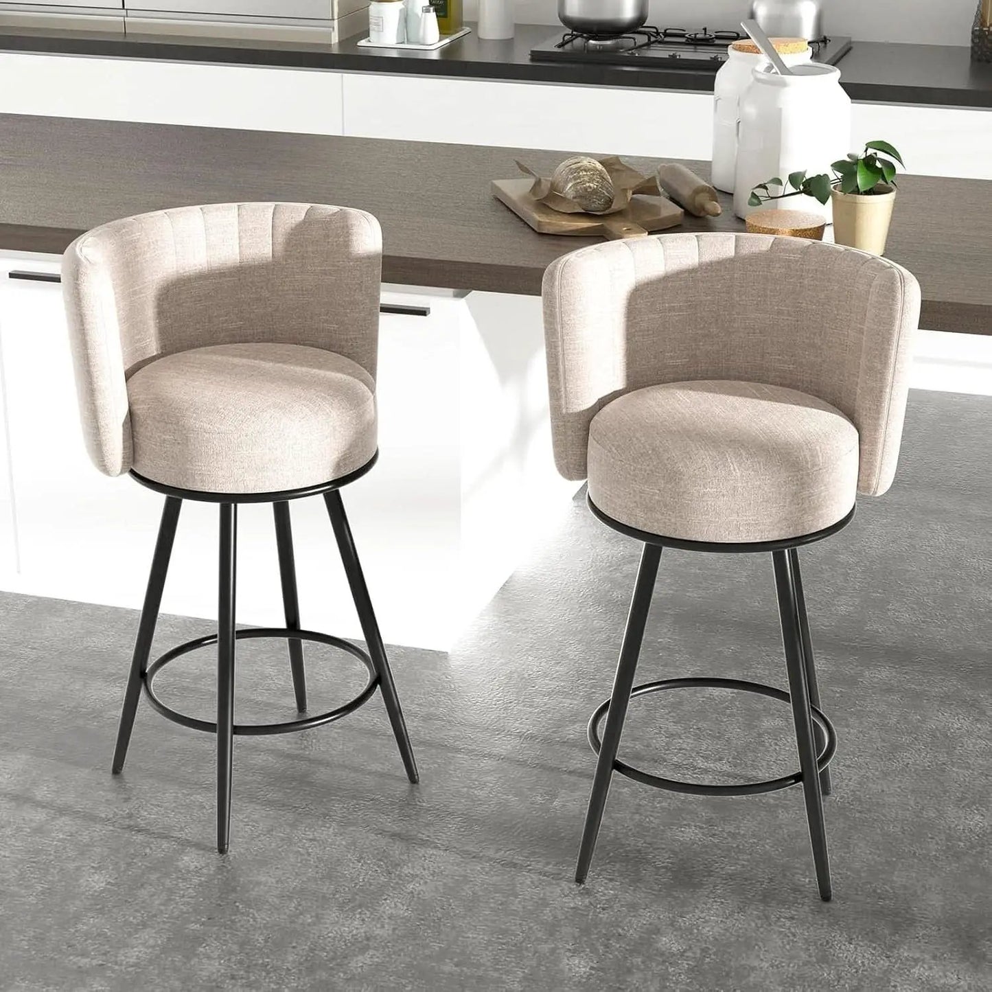 Stylish Swivel Bar Stools Set of Two Beige from PriceLows™