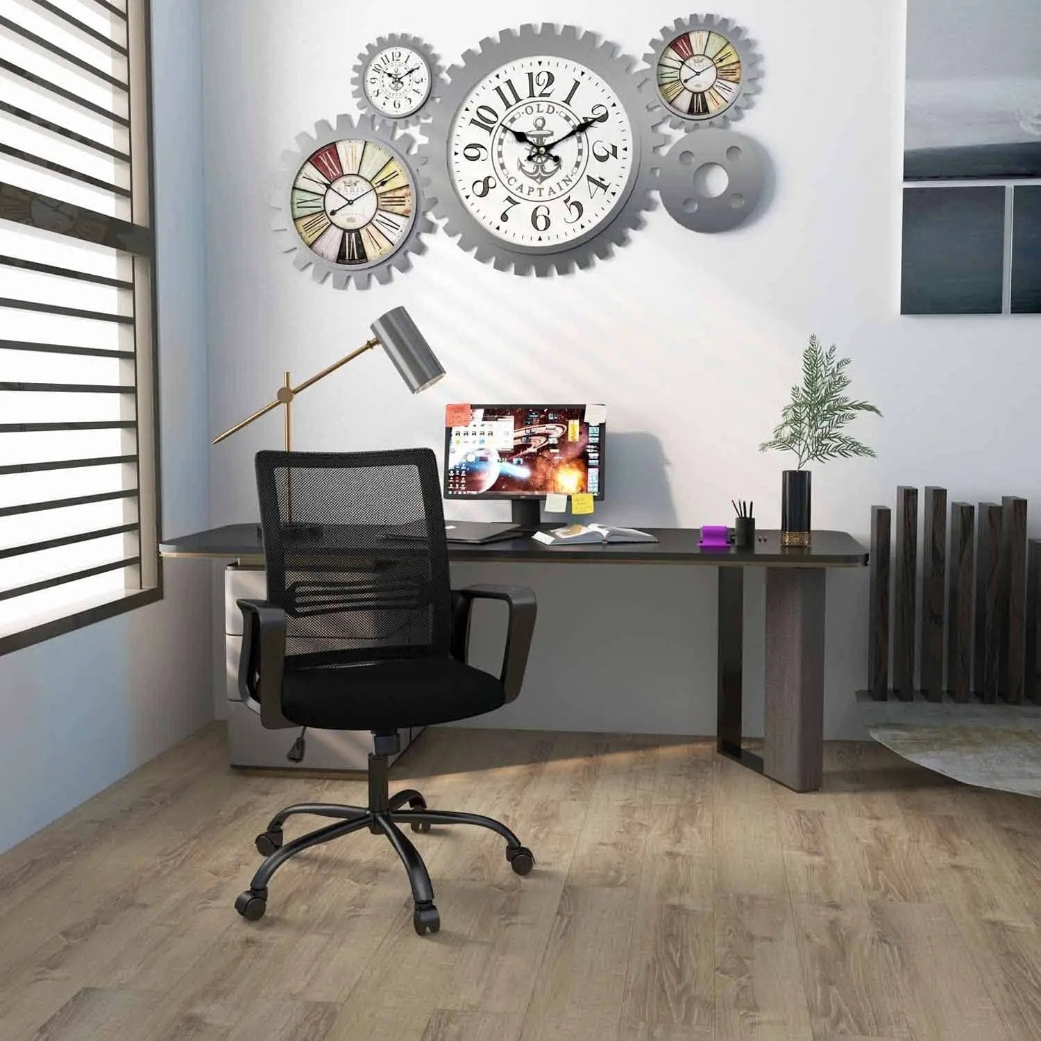 Black Ergonomic Mesh Office Chair With Armrests And Wheels from PriceLows™