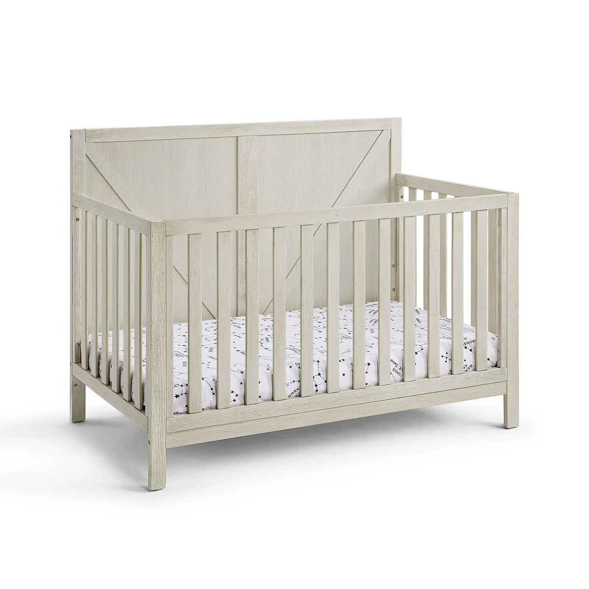 Barnside 4-In-1 Convertible Crib | Vintage Chestnut Finish | Toddler Bed And Full Bed | Adjustable Mattress Heights
