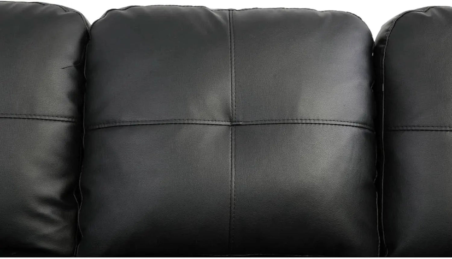 Faux Leather L Shaped Sectional Sofa Black 103 Inch Wide With Ottoman from PriceLows™