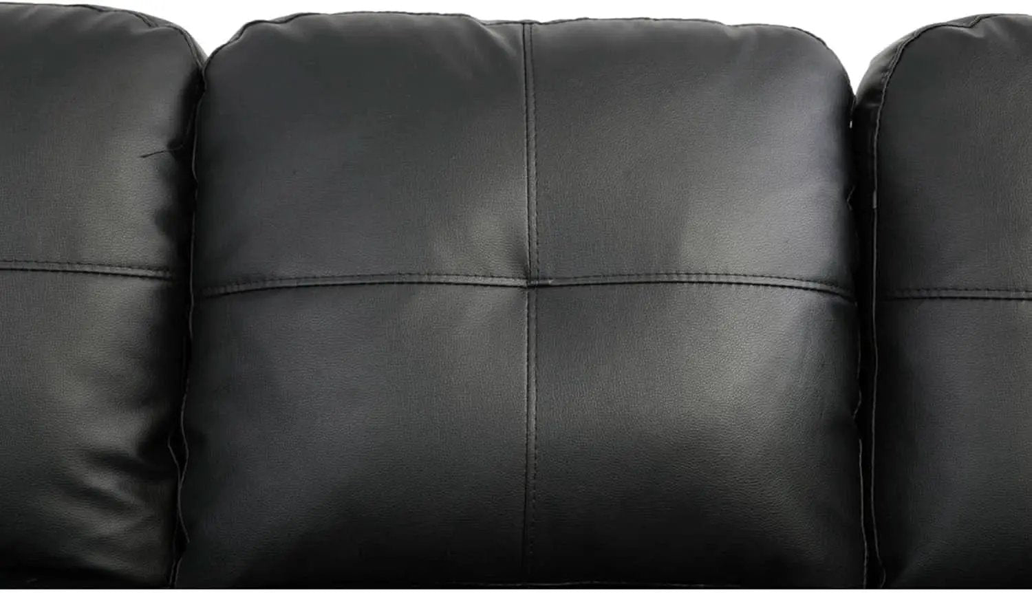Faux Leather L Shaped Sectional Sofa Black 103 Inch Wide With Ottoman from PriceLows™