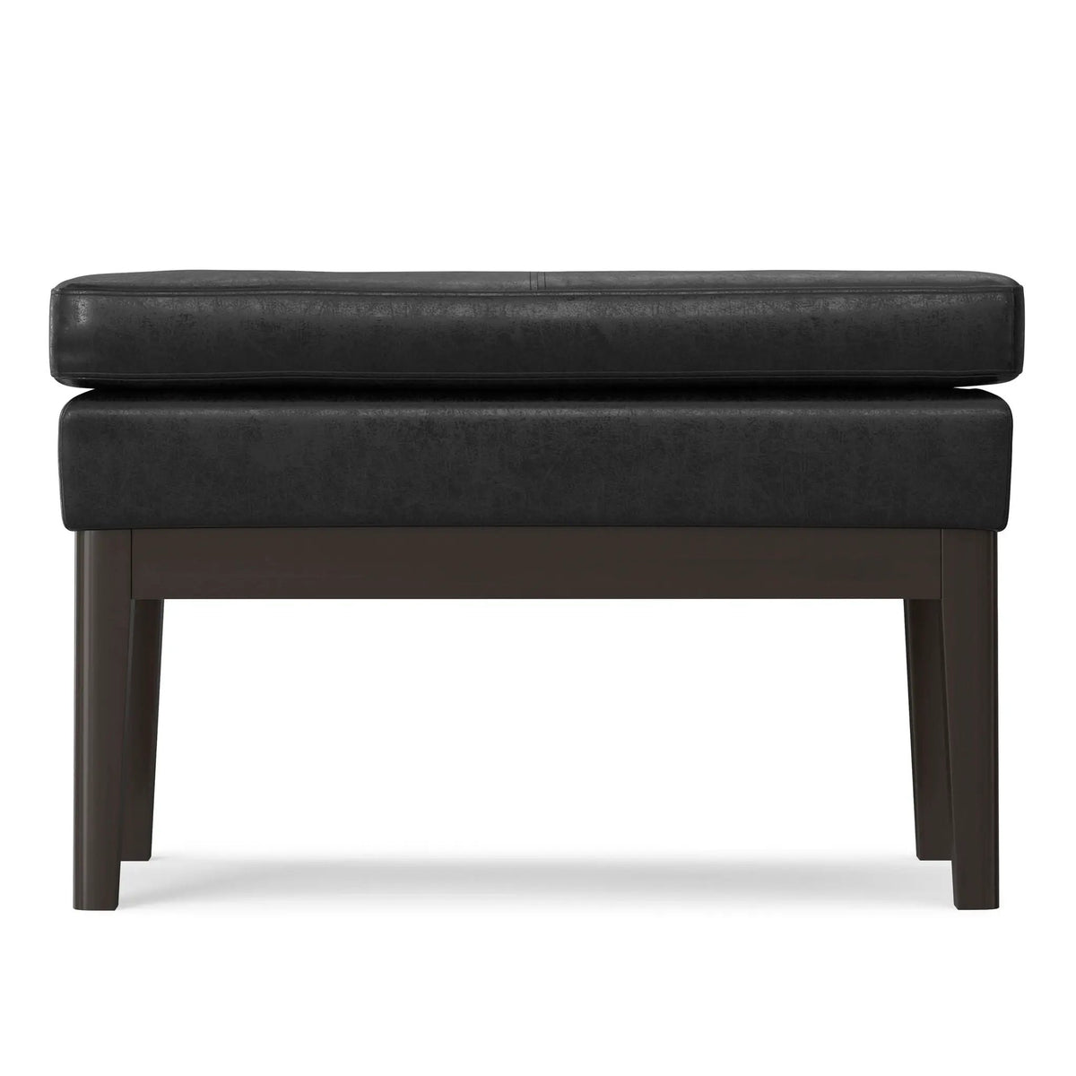 Carlson Ottoman Bench | Mid-Century Design | Top Stitching Detail | Webbed Seat Support