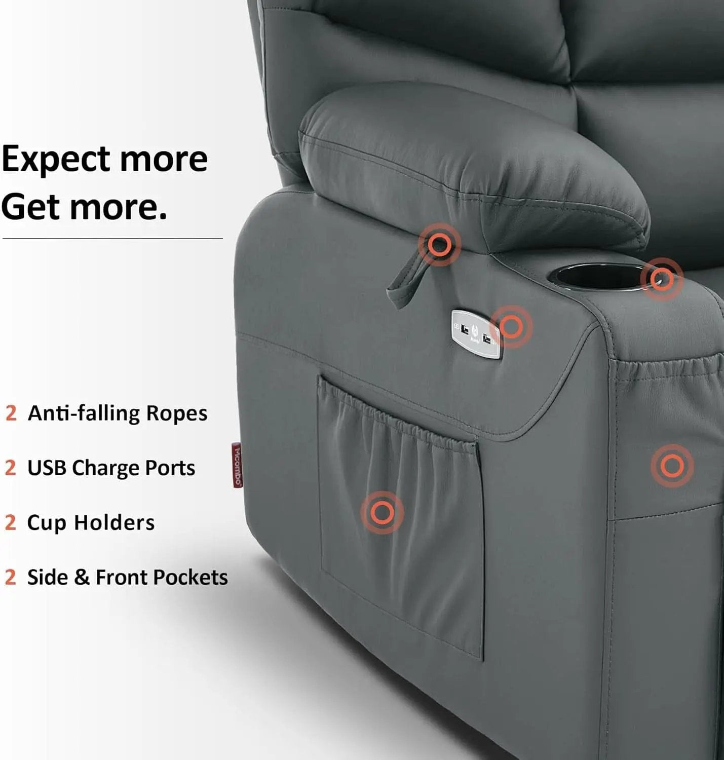Power Lift Recliner With Extended Footrest Dark Grey from PriceLows™