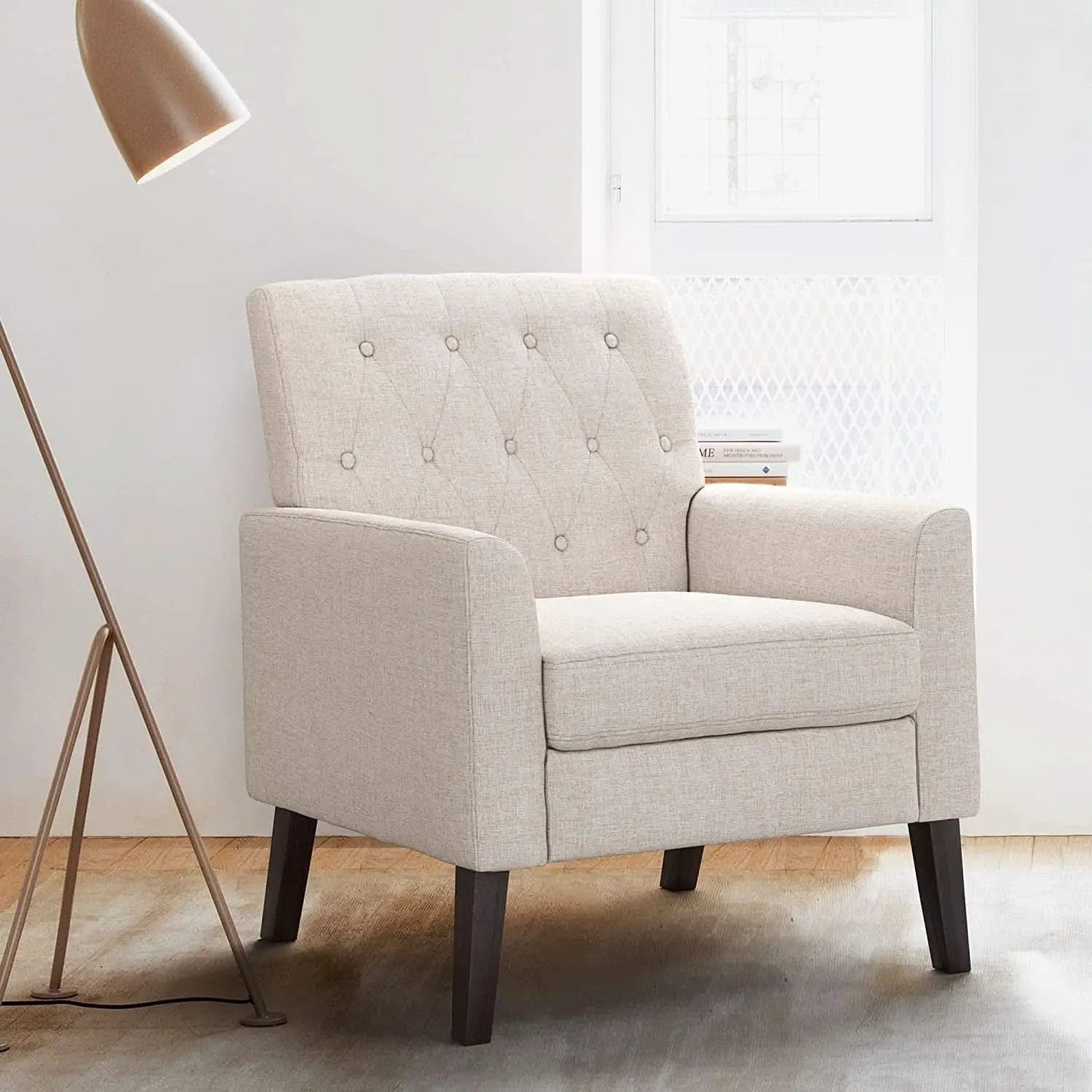 Linen Accent Chair With Button Tufting For Living Room from PriceLows™