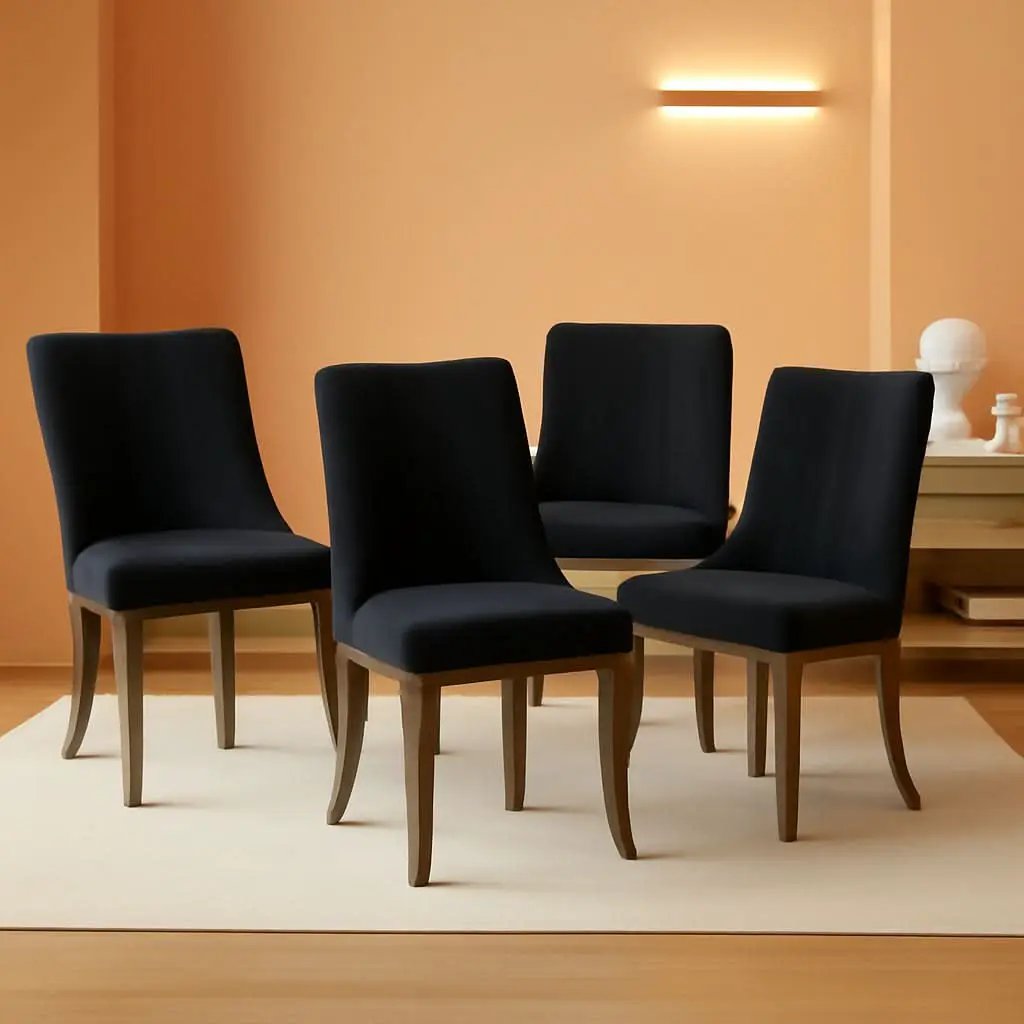 Velvet Dining Chairs Set Of 4 Black For Kitchen Use from PriceLows™
