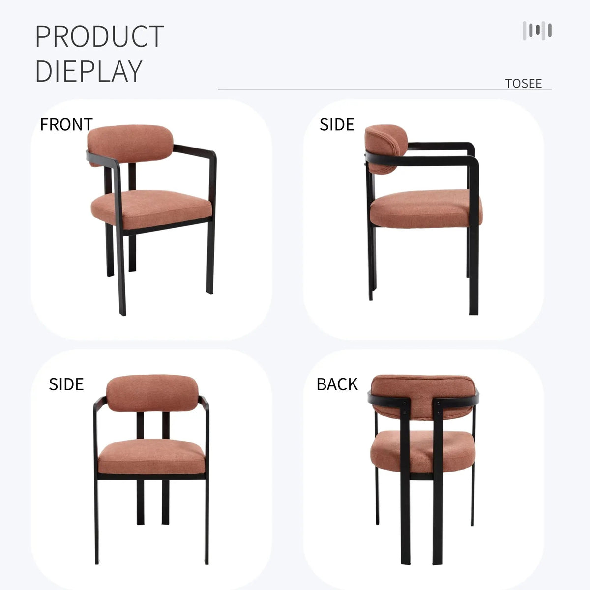 Dining Arm Chairs | Set Of 2 | Matte Metal Legs | Curved Ergonomic Backrest