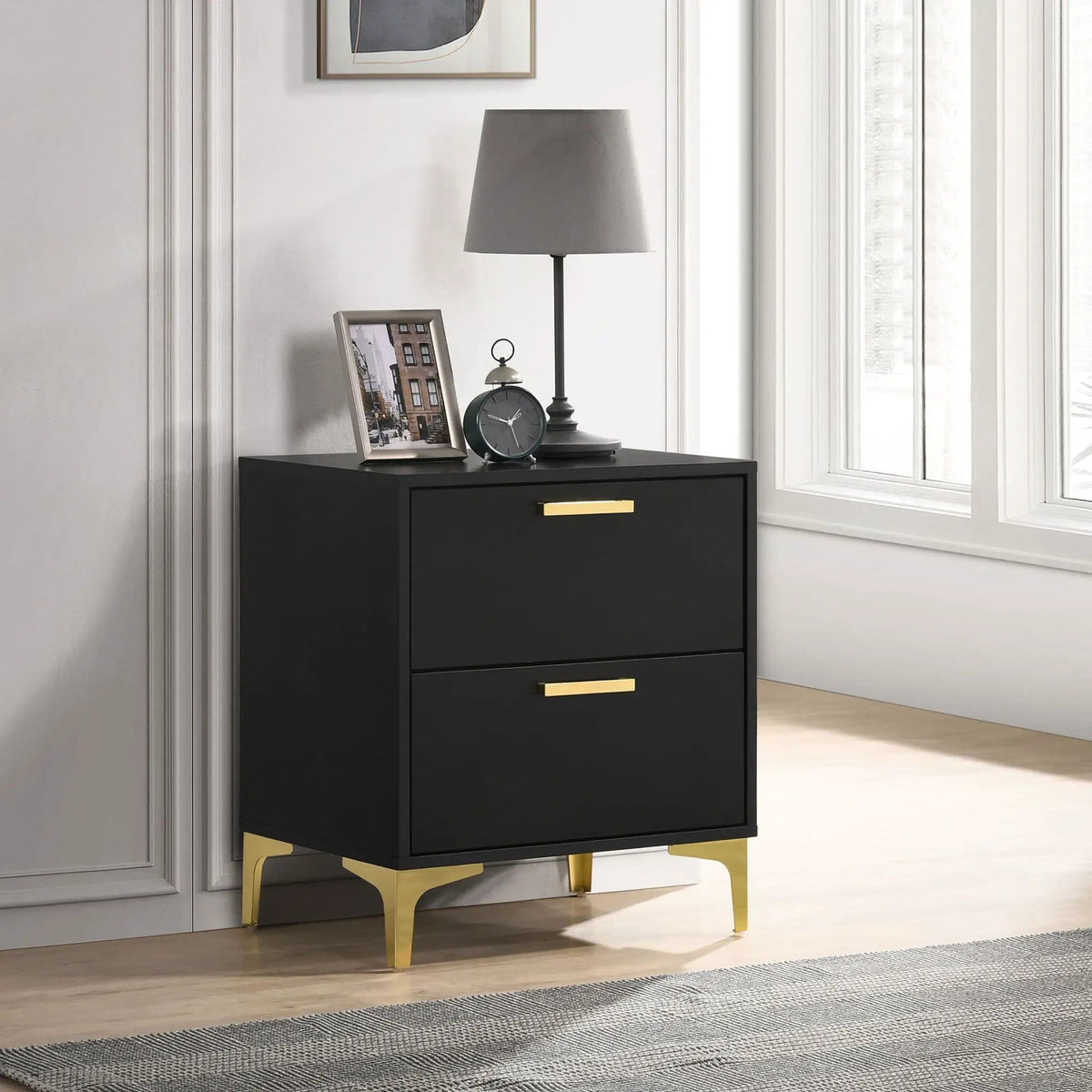 Kendall 2-drawer Nightstand | 21.75 x 15.75 x 24.75 in | 2-Drawer | Black