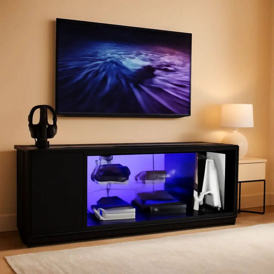 LED TV Stand 55 60 65 Inch With Adjustable Glass Shelves from PriceLows™