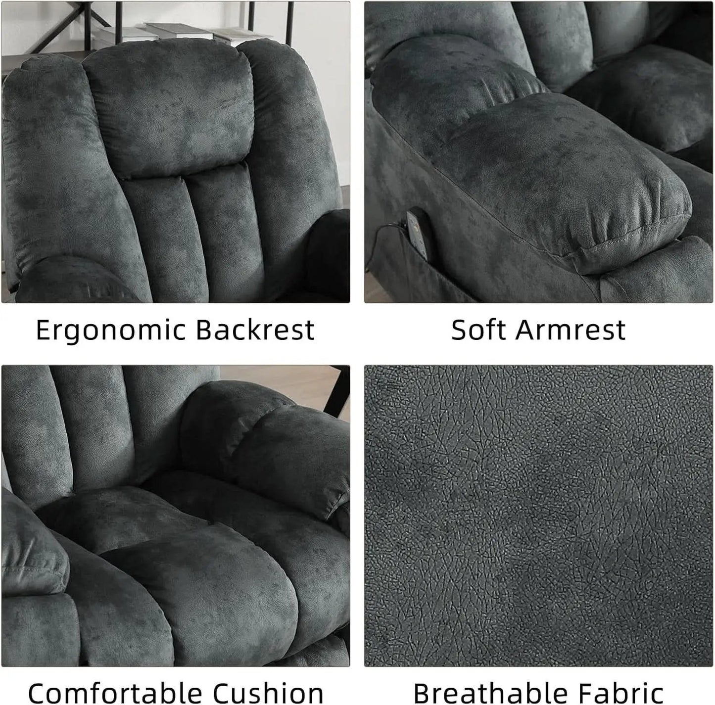 Grey Extra Wide Loveseat Recliner Sofa For Two Cup Holders from PriceLows™
