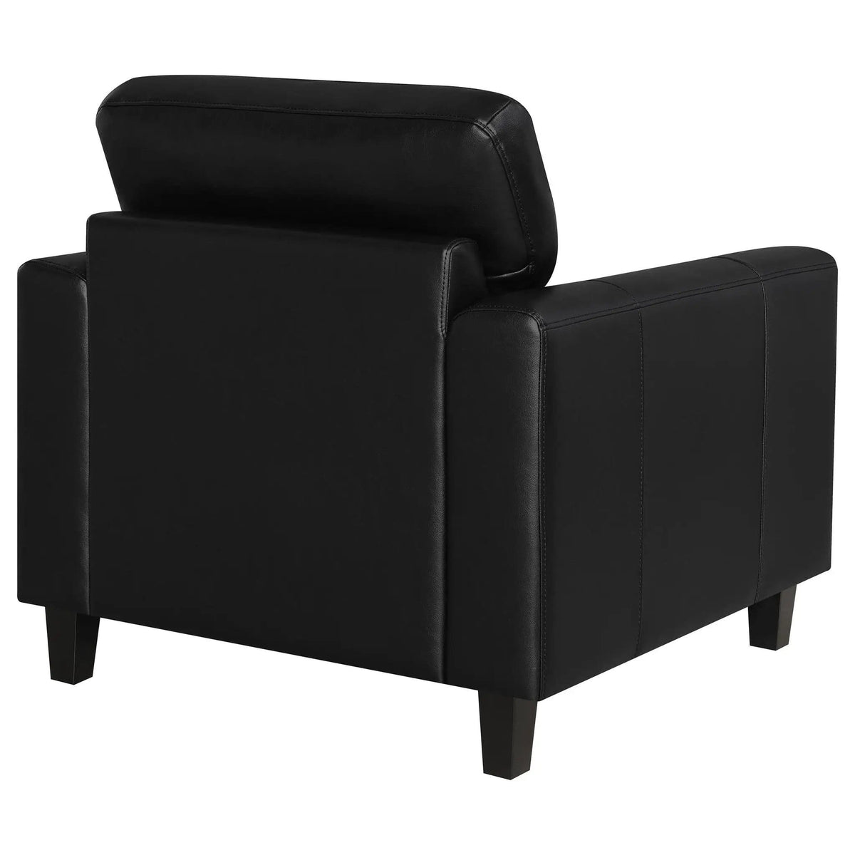 Scotland Faux Leather Upholstered Track Arm Chair | 35 x 35 x 34 in | Faux Leather | Black
