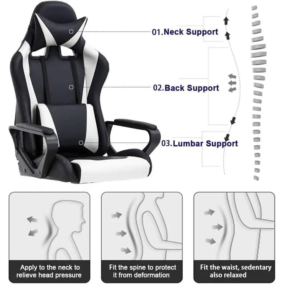 Ergonomic Gaming Chair White With Lumbar Support High Back from PriceLows™