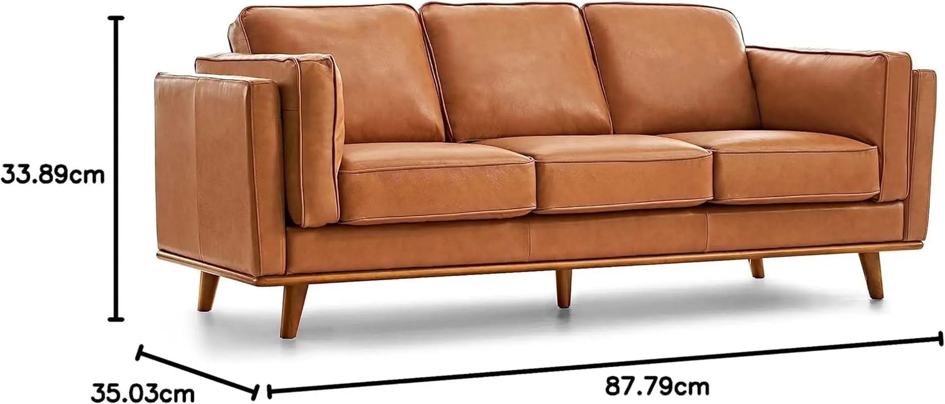 Valencia Artisan 88 Inch Full Leather Sofa Cognac Tan from PriceLows™